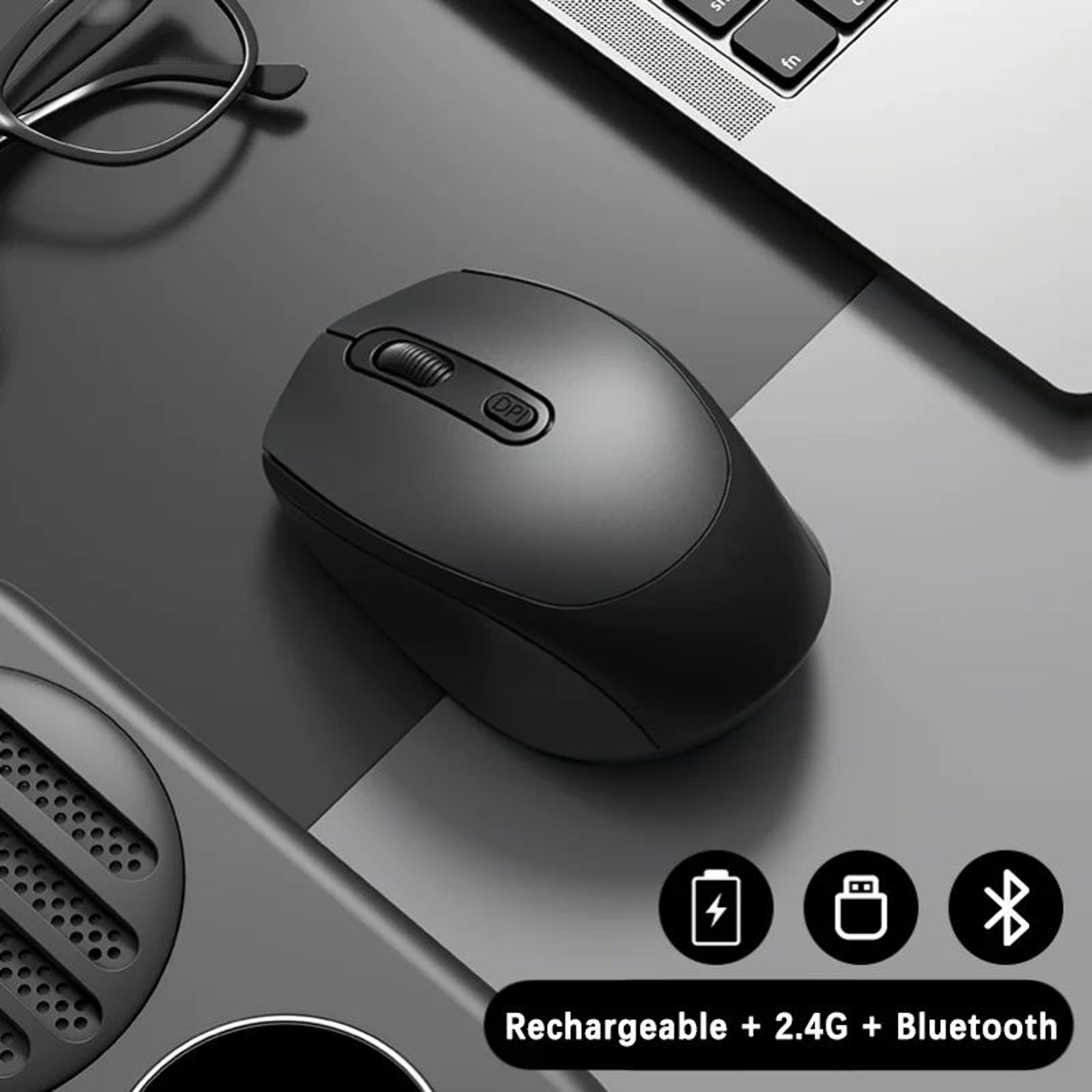 EliteGlow Rechargeable Wireless Gaming Mouse With Bluetooth 52  RGB Backlight  1600 DPI Precision F 2