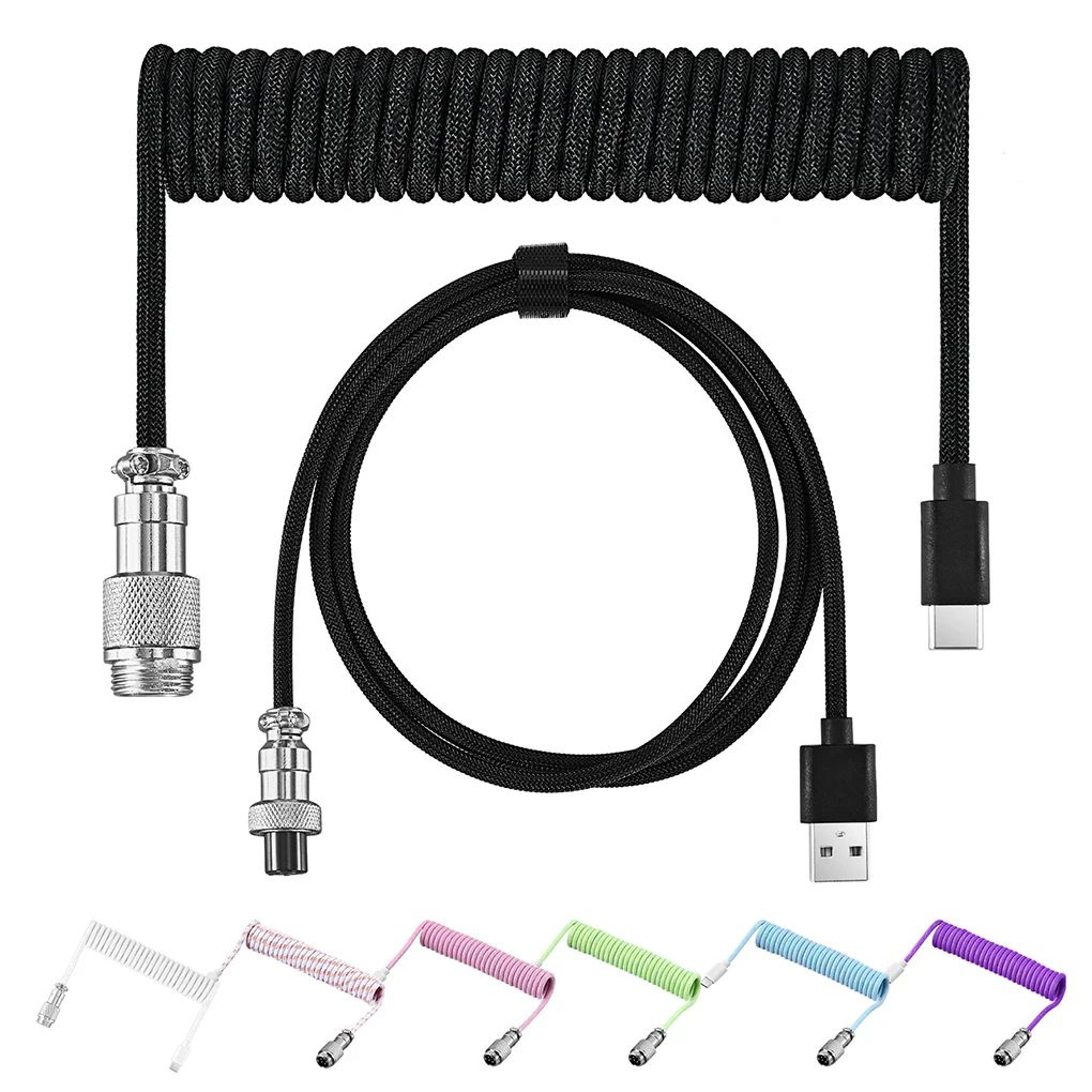 Premium Metal USBC Aviator Coiled Keyboard Cable 1