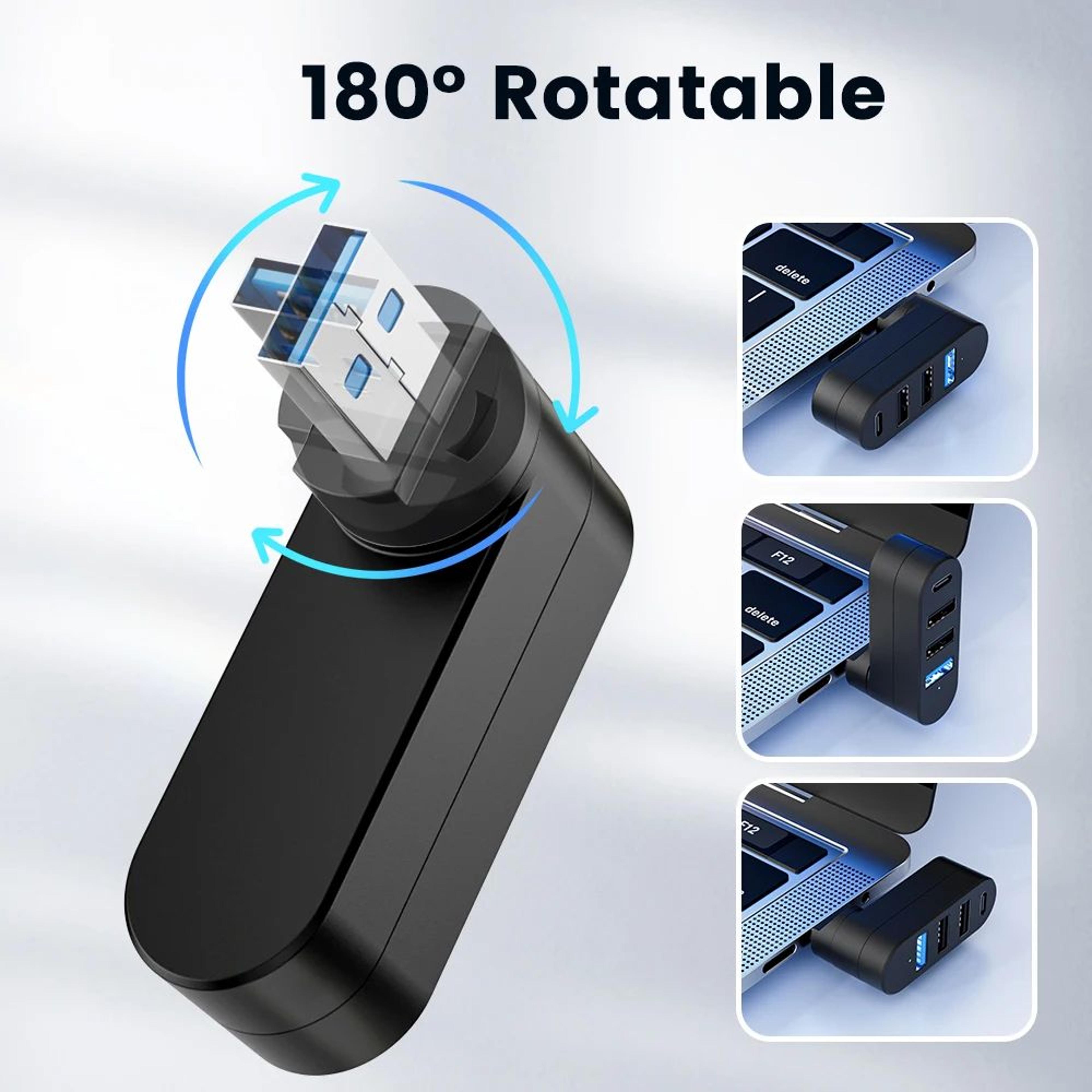 FlexiPort Rotatable USB 30 Hub  4Port TypeC  USB Splitter For Laptop And MacBook 1