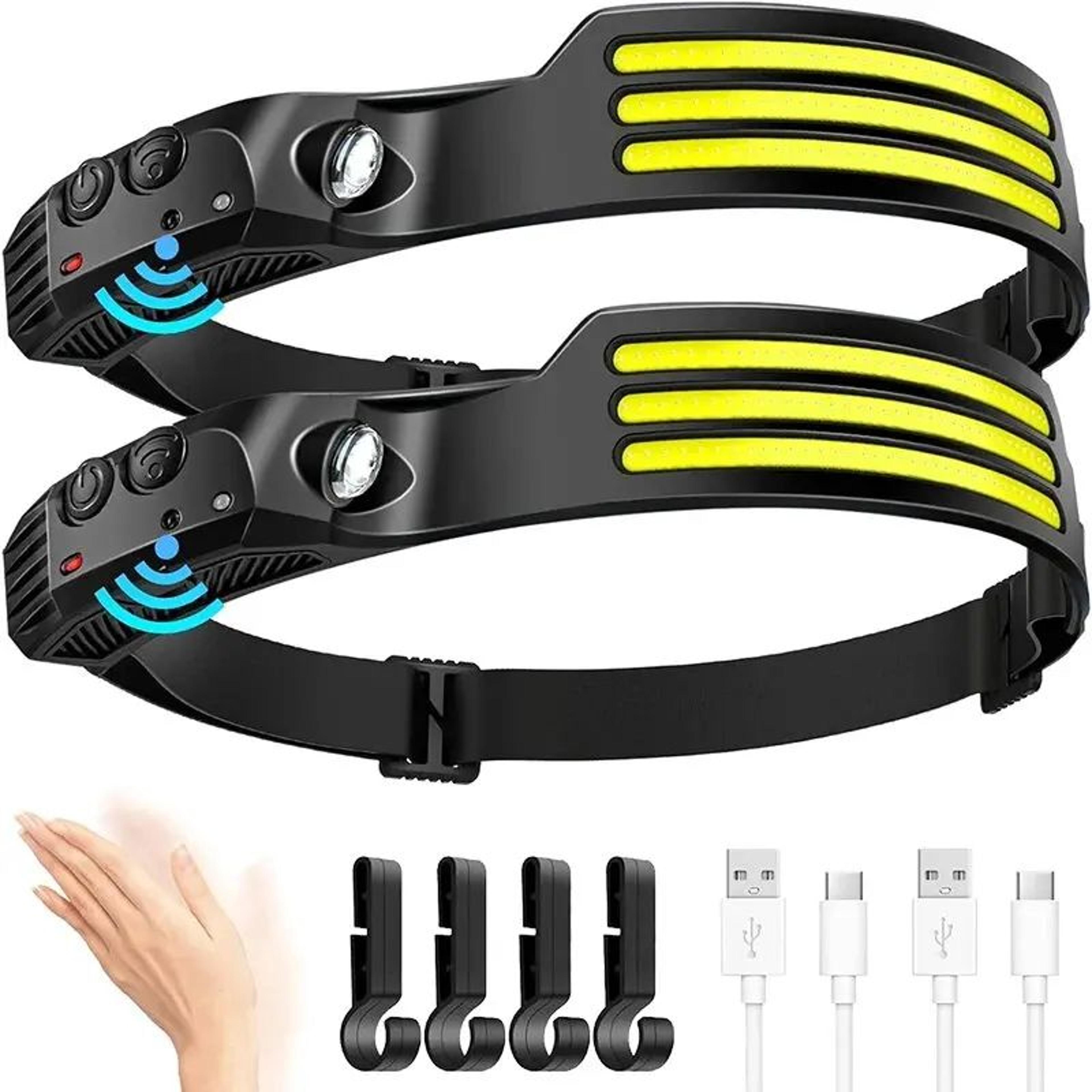 LumiWave COB LED Headlamp  USB Rechargeable Motion Sensor Headlight 0