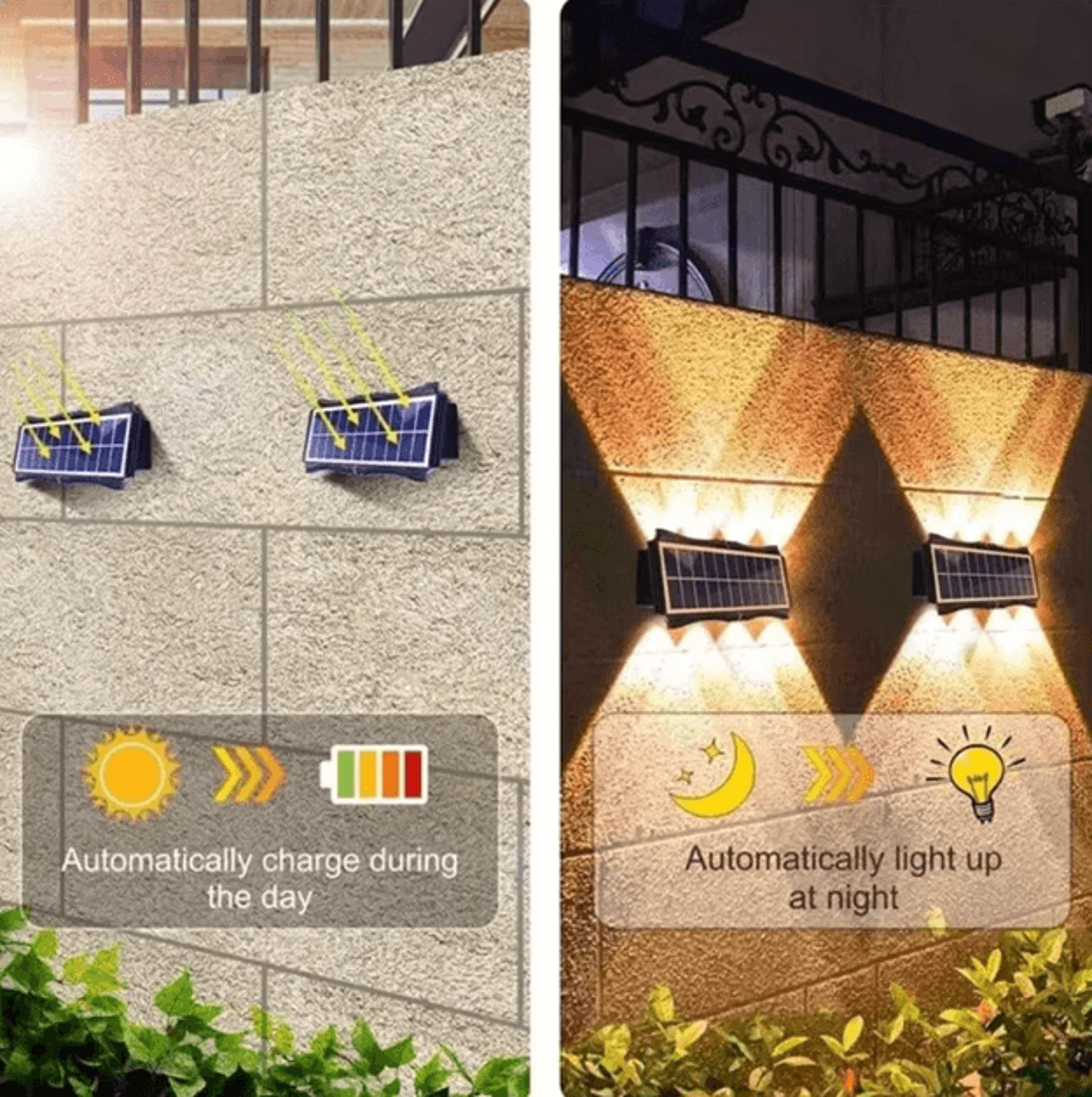 Solar Powered Up  Down LED Wall Spotlight  Waterproof Garden  Balcony Outdoor Light 0