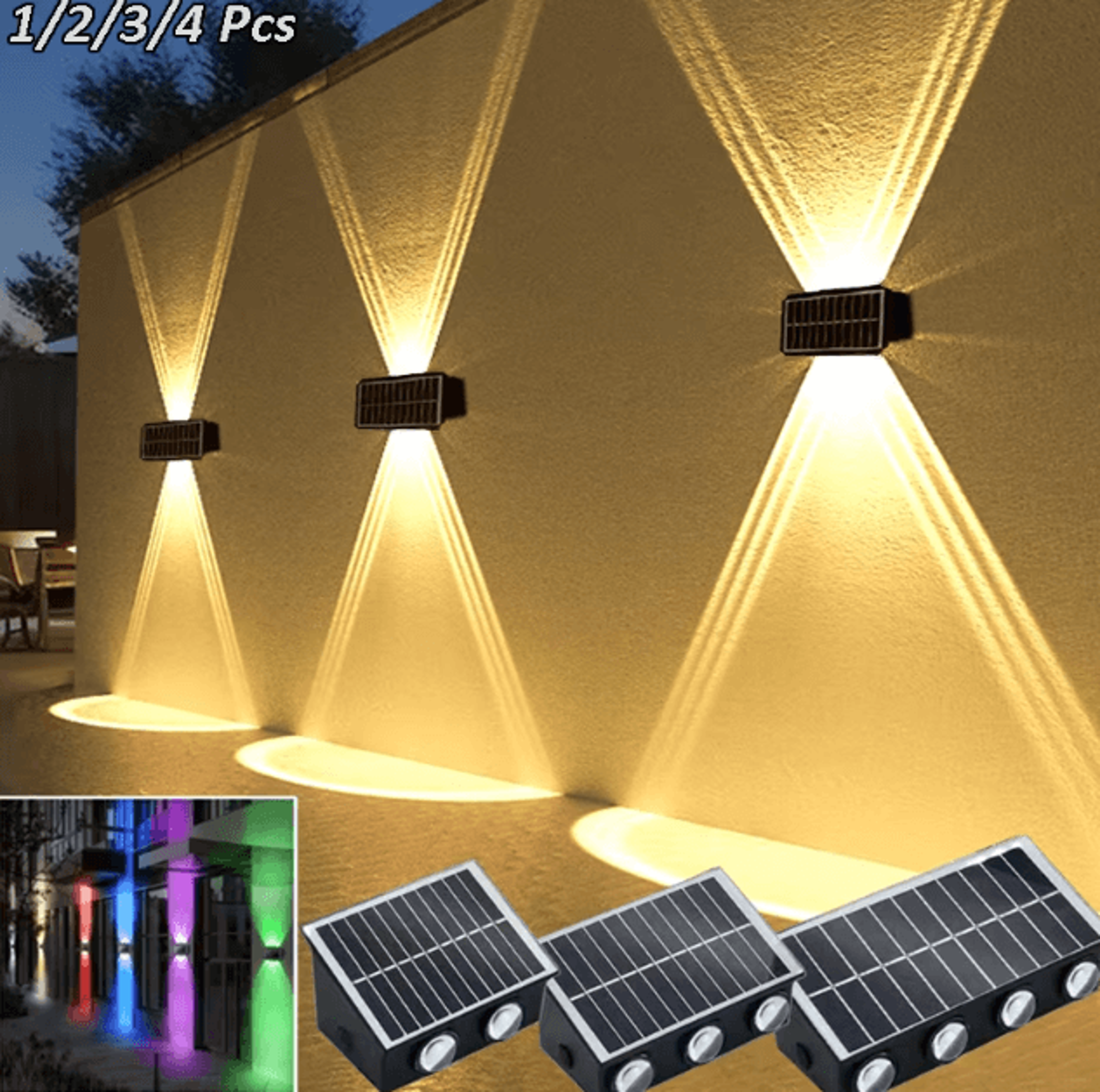Solar Powered Up  Down LED Wall Spotlight  Waterproof Garden  Balcony Outdoor Light 1