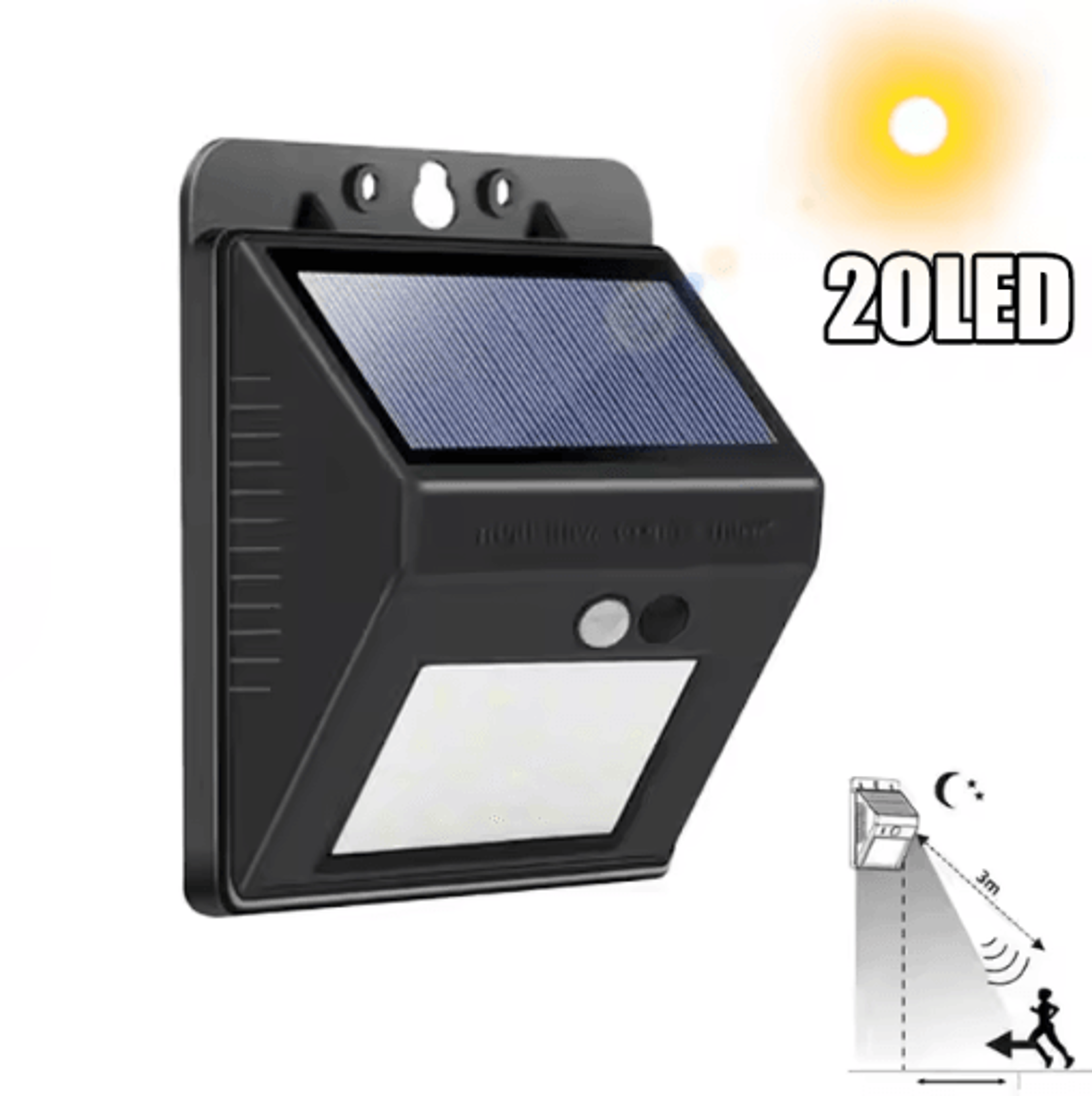 100 LED Solar Motion Sensor Wall Light  Waterproof Wireless Garden Security Lamp 6