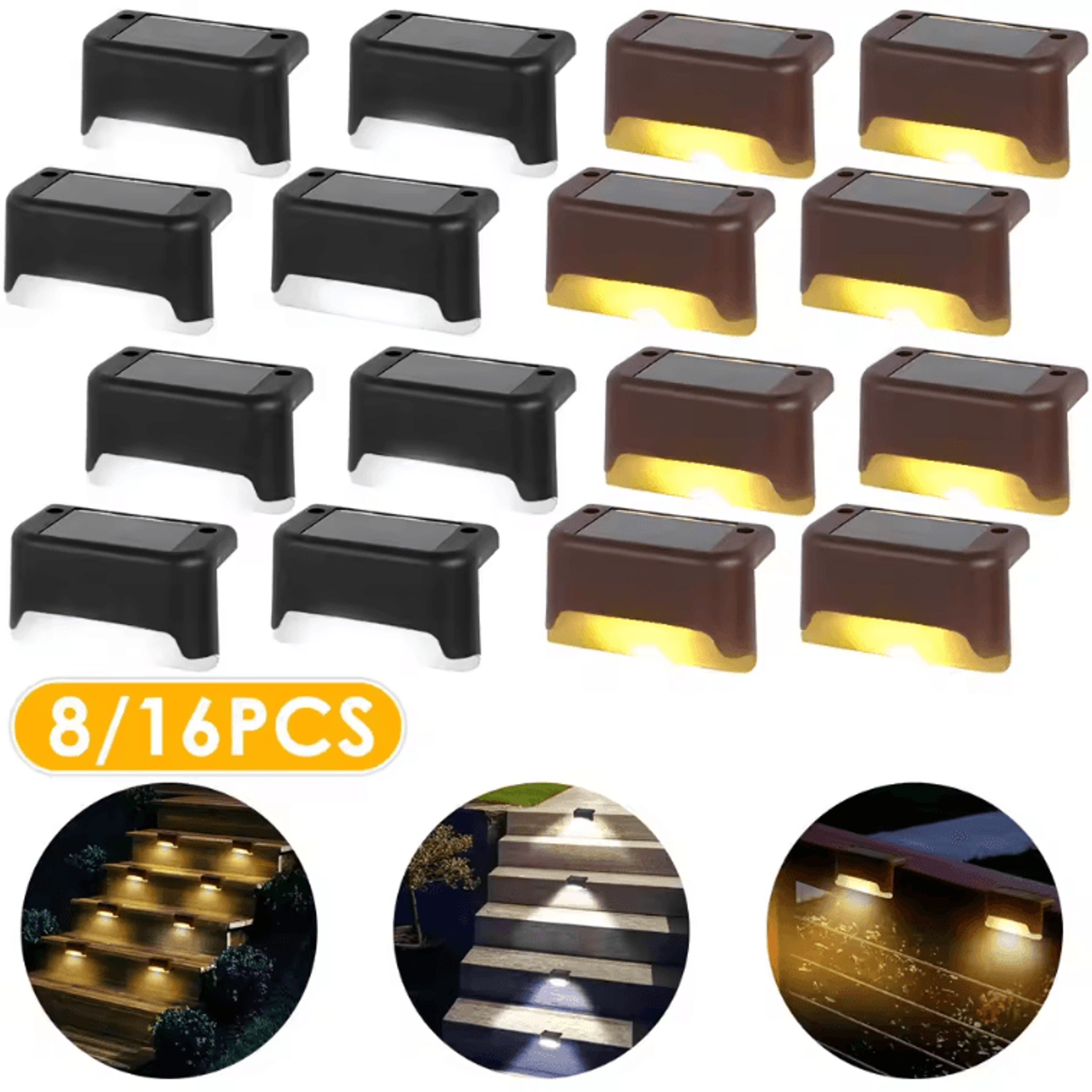 Warm White Solar Step Lights  IP65 Waterproof LED Fence  Garden Wall Lamp 0