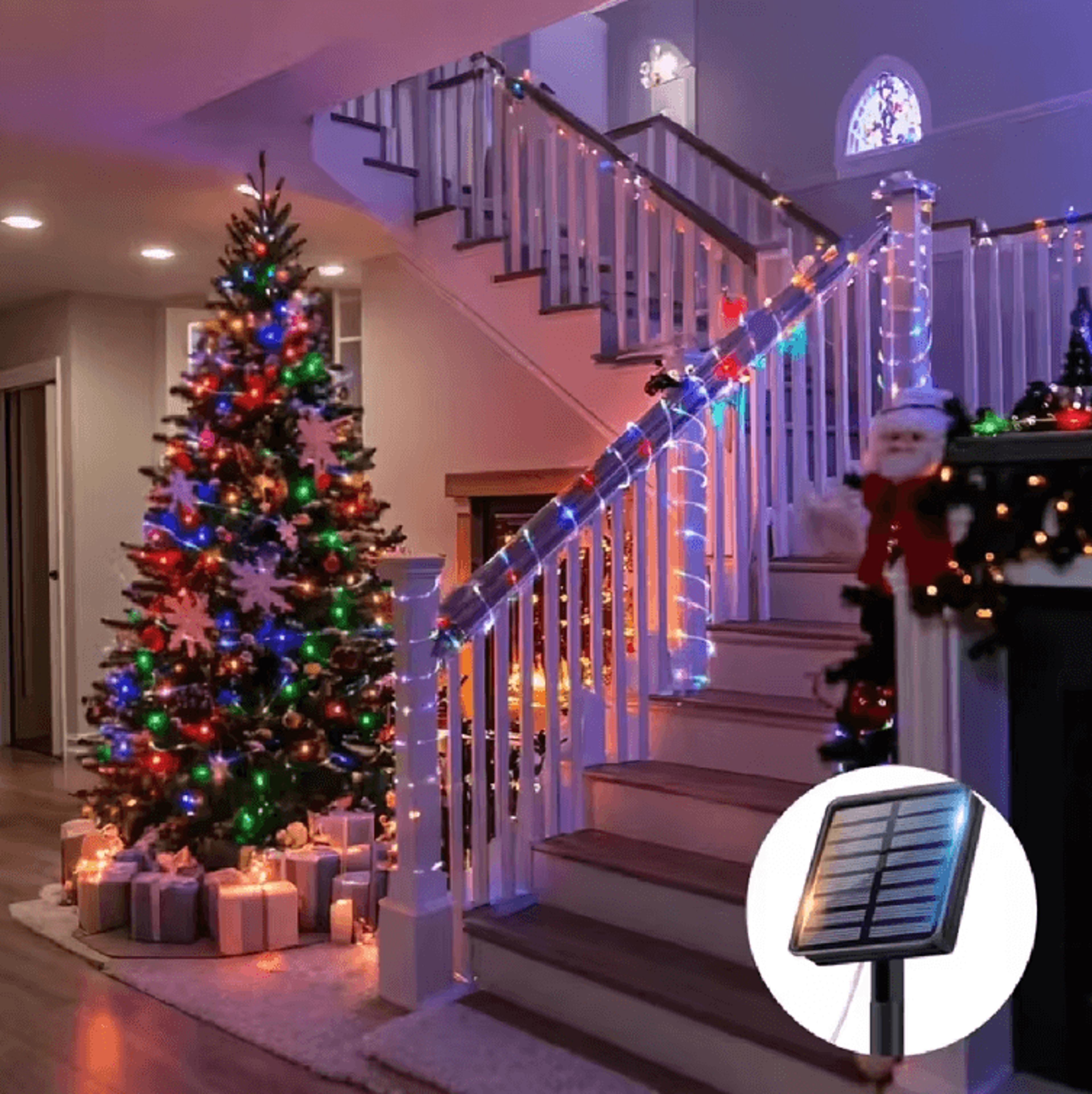 104FT 300LED Solar Tube String Lights  Multicolor Waterproof Garden  Patio Decor 0