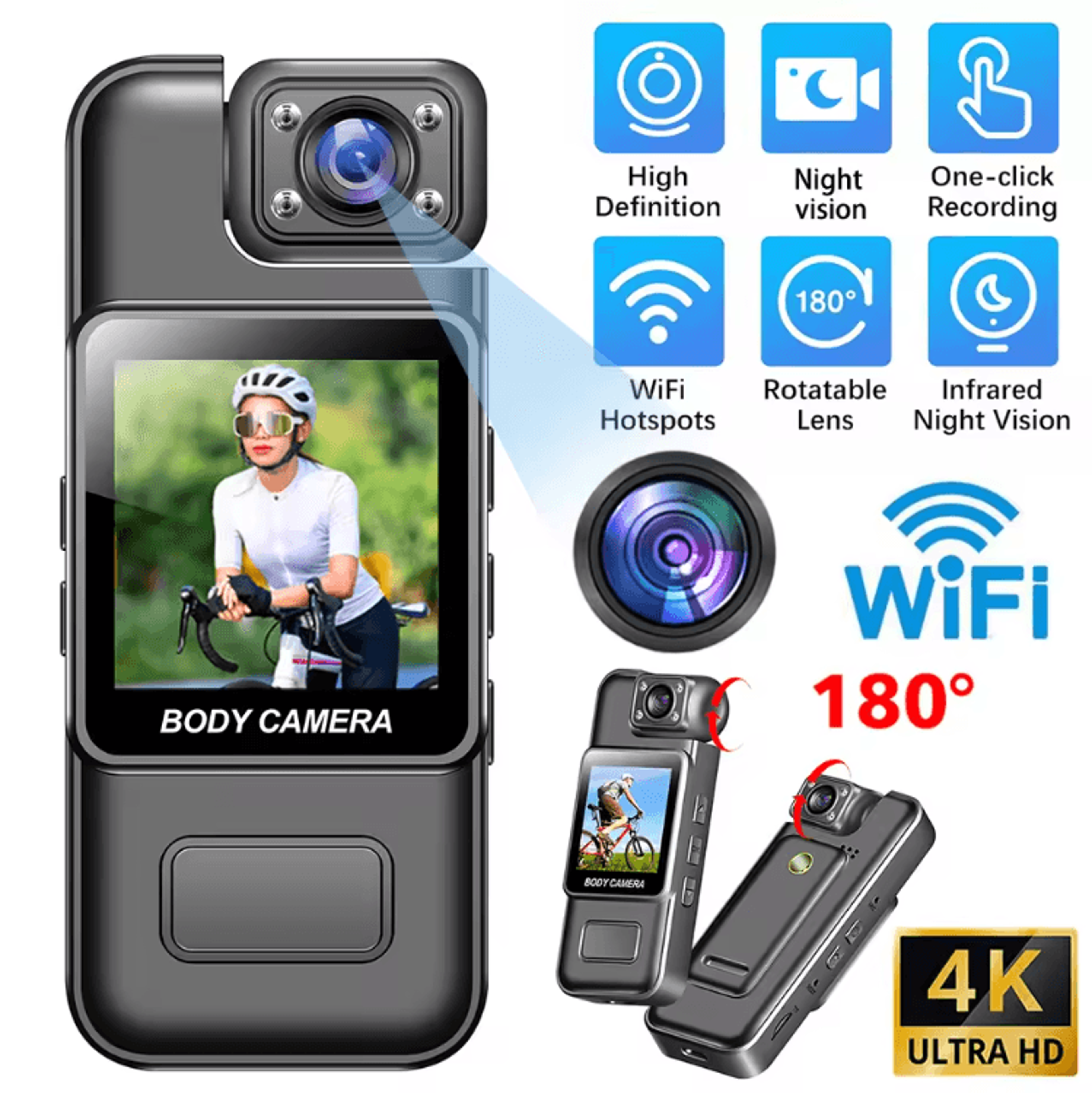4K Mini WiFi Body Camera  Portable HD Night Vision Security Cam With DVR Recording 0
