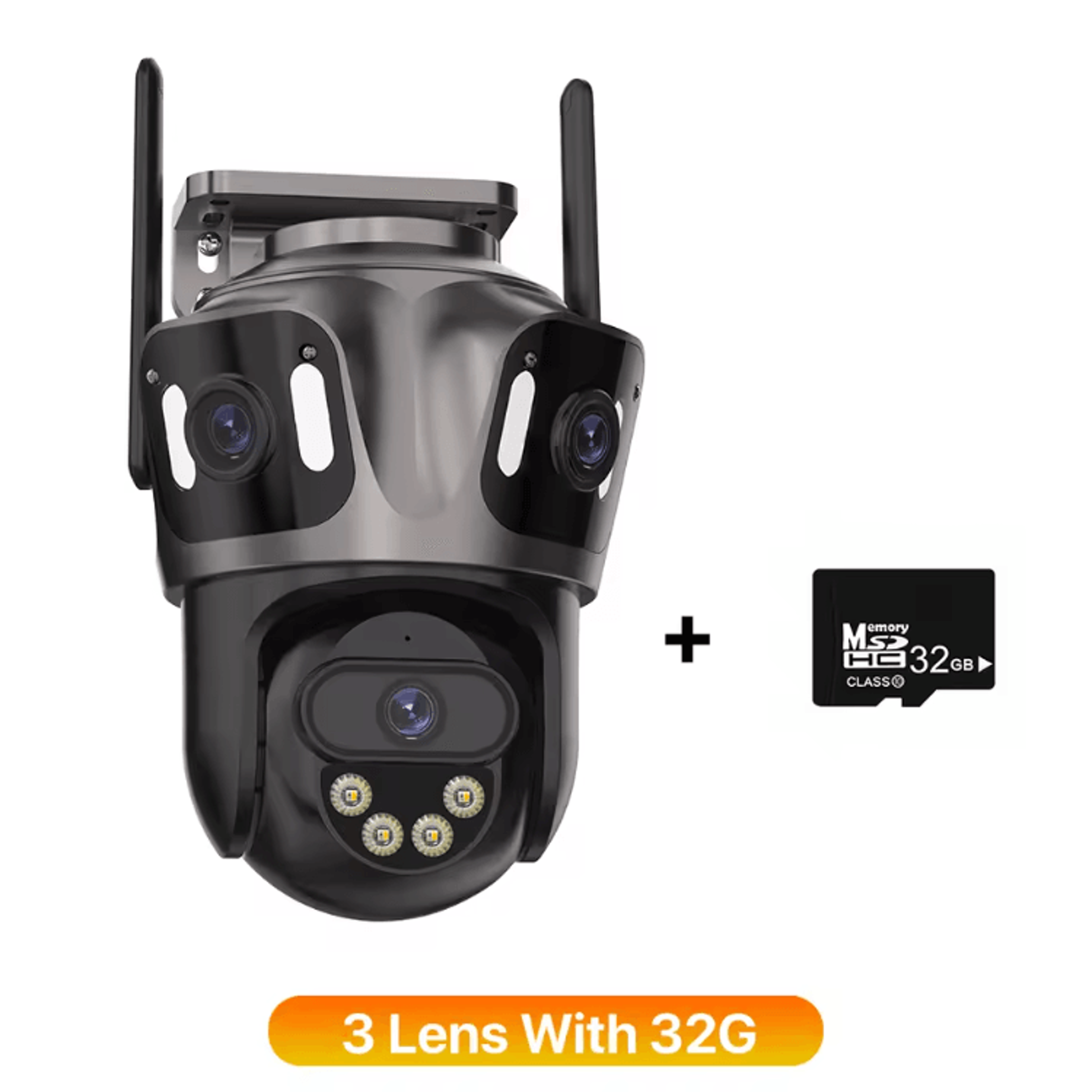 ThreeScreen 4K DualLens PTZ WiFi Security Camera  Outdoor AI Human Detection CCTV 4