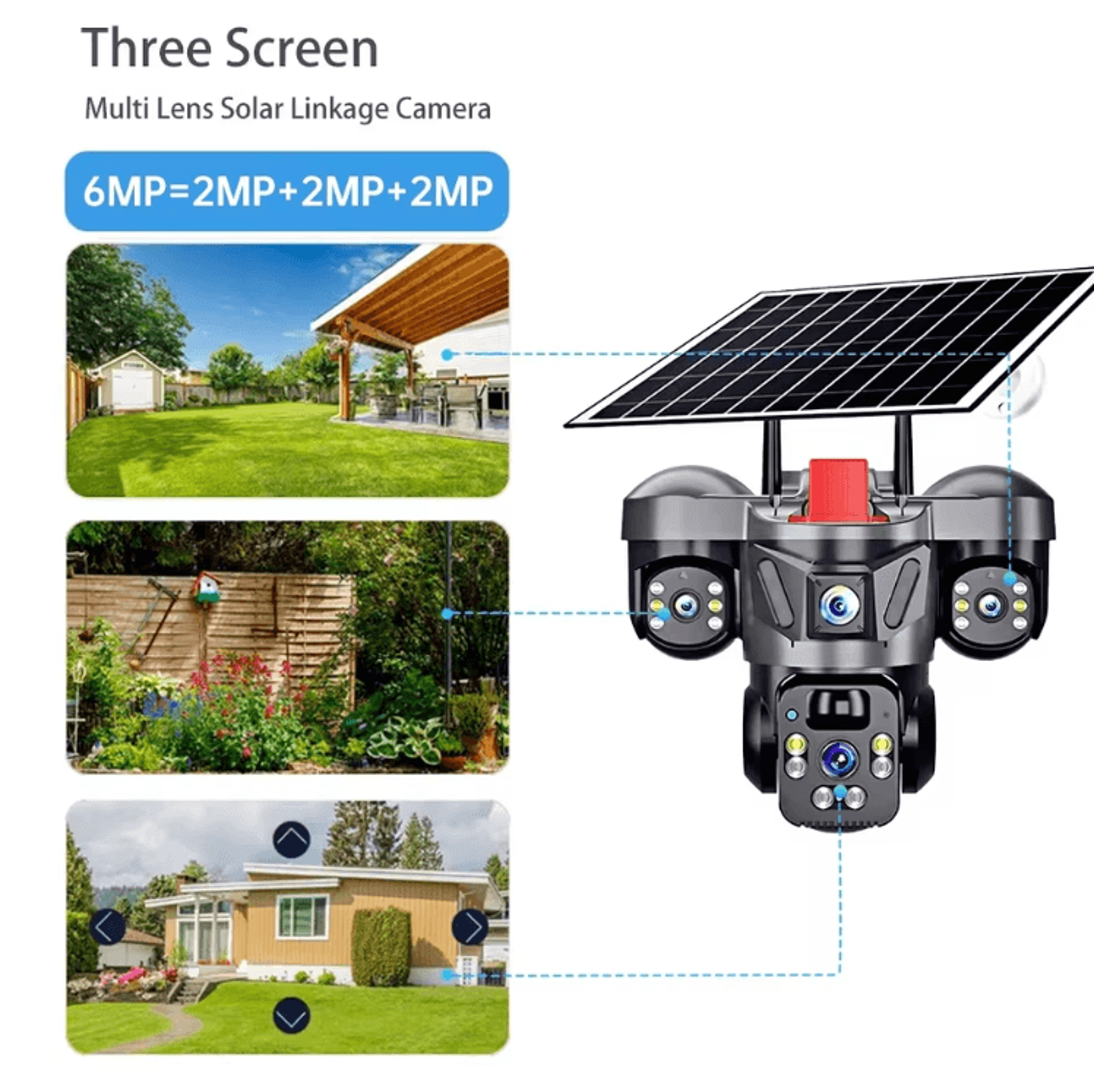 KERUI 6MP Solar 4G TripleLens PTZ Security Camera  Outdoor WiFi CCTV With AI Human Detection 0