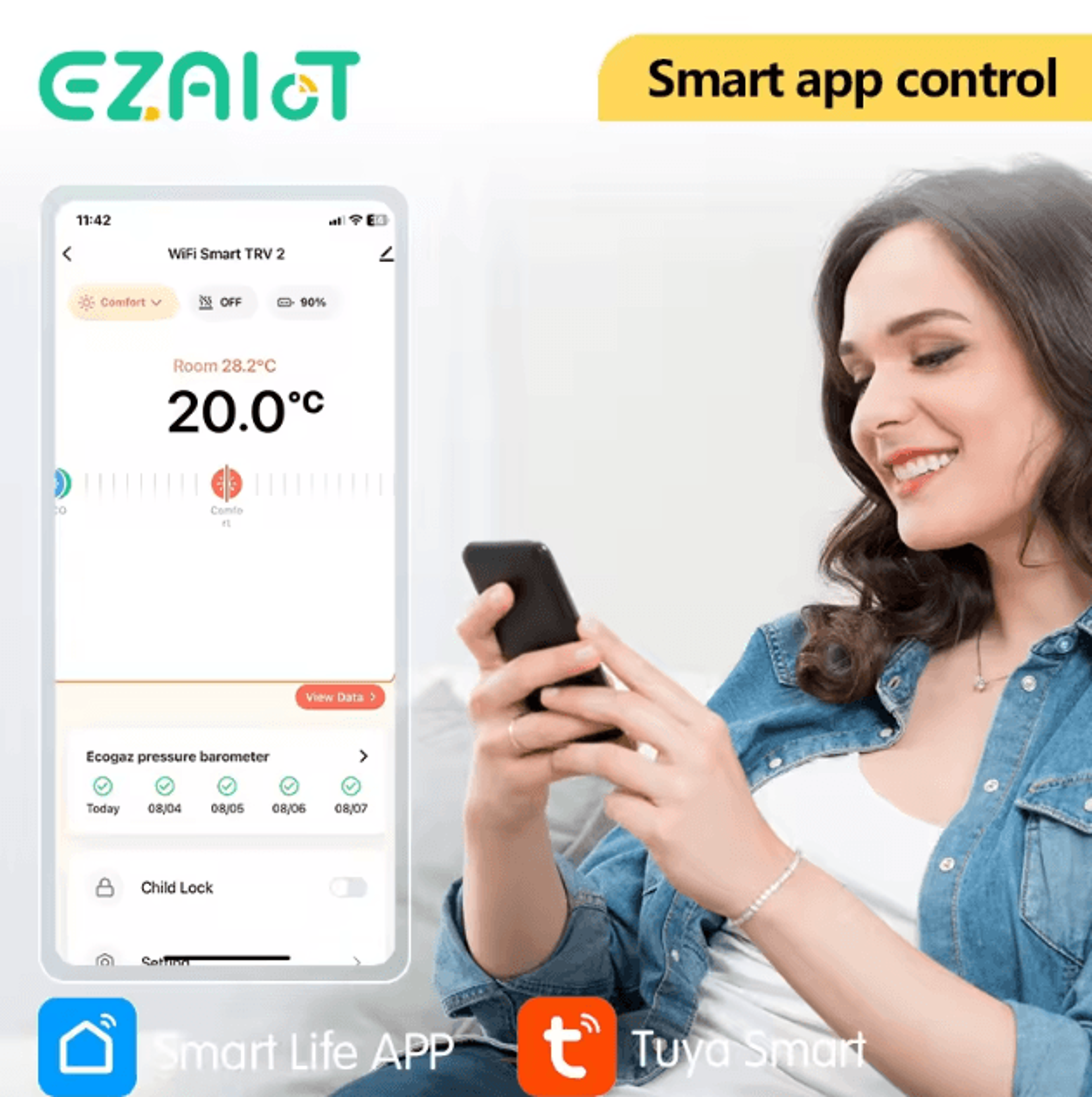 EZAIOT Tuya ZigBee Smart TRV Thermostat  Wireless Radiator Valve Temperature Controller With Alexa  1