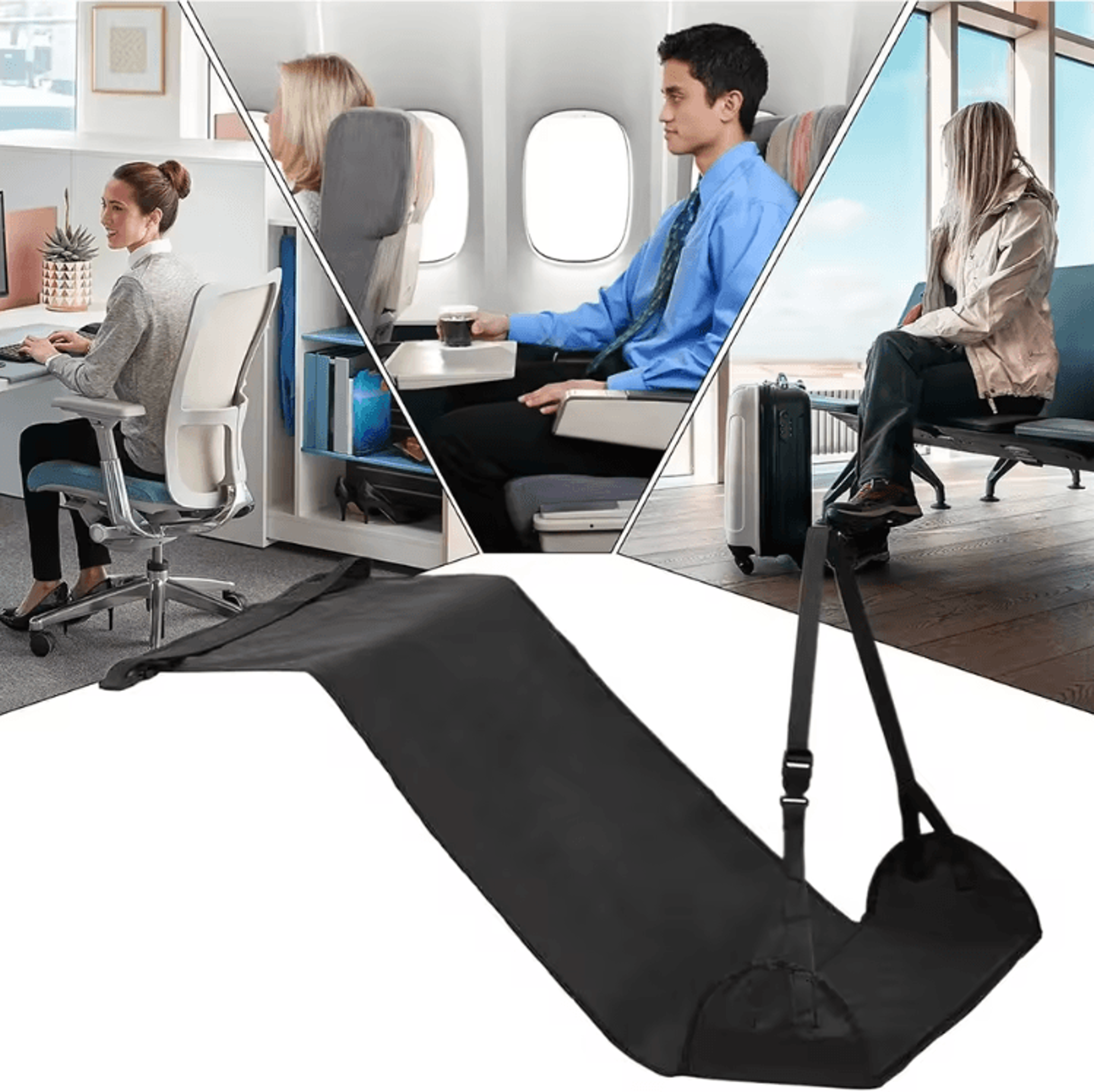 Portable Plane Foot Hammock  Adjustable Flight Foot Rest For Long Travel Comfort 2