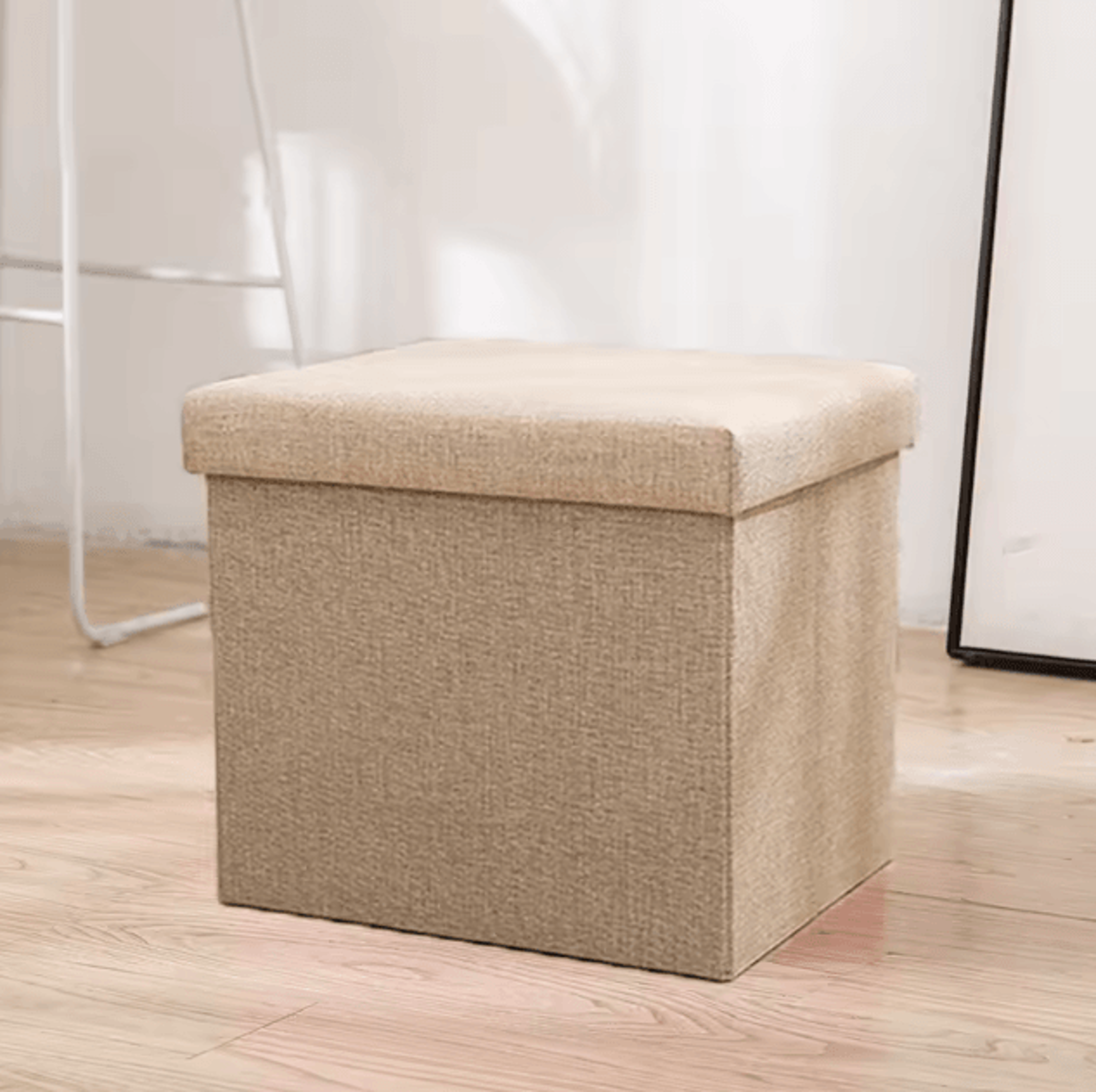 FlexiSeat Foldable Storage Ottoman Stool Box Fabric Multipurpose Organizer 3