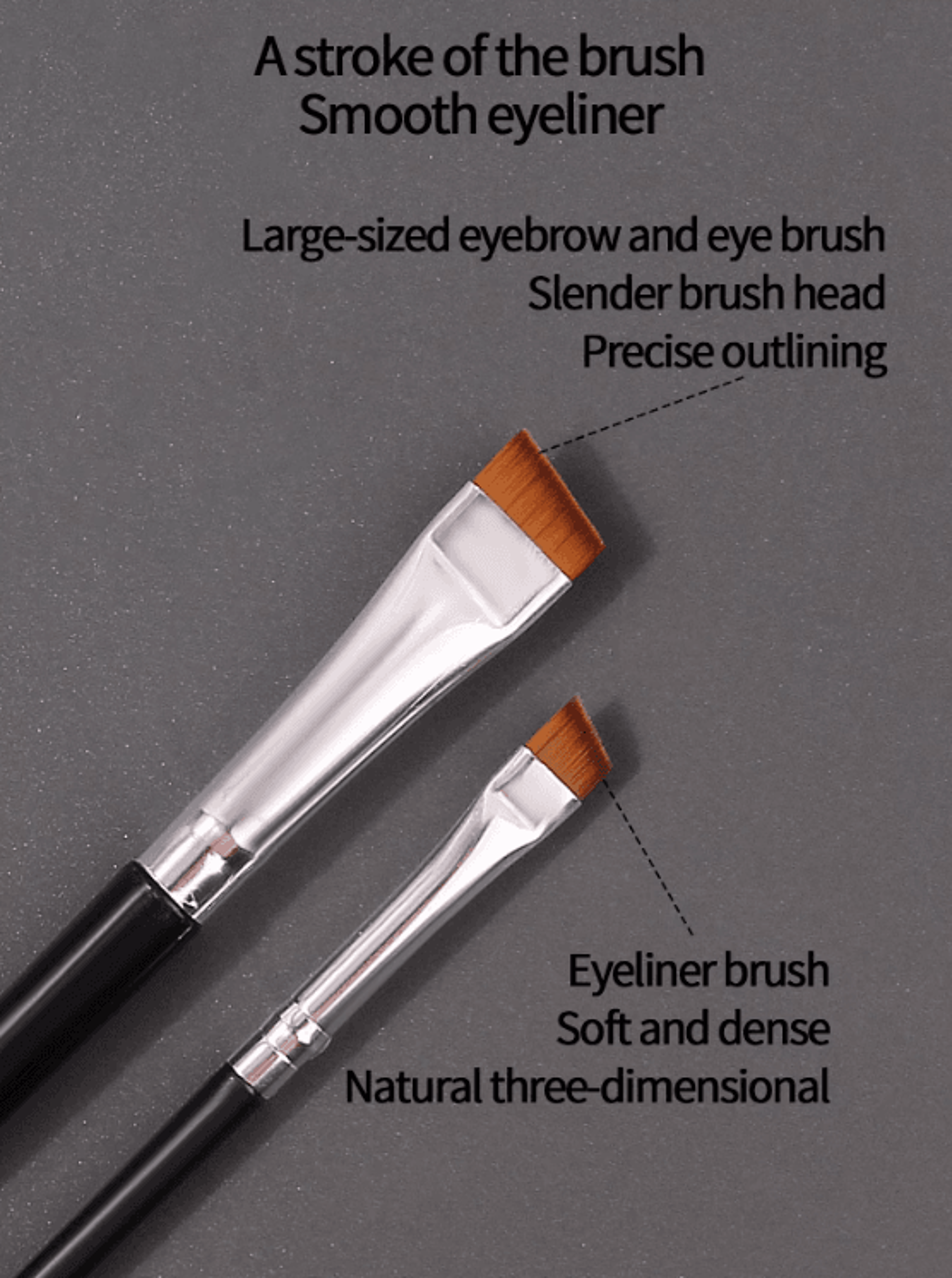 PrecisionPro 4 Piece Ultra Thin Eyeliner Brush Set With Mini Concealer Puff 2