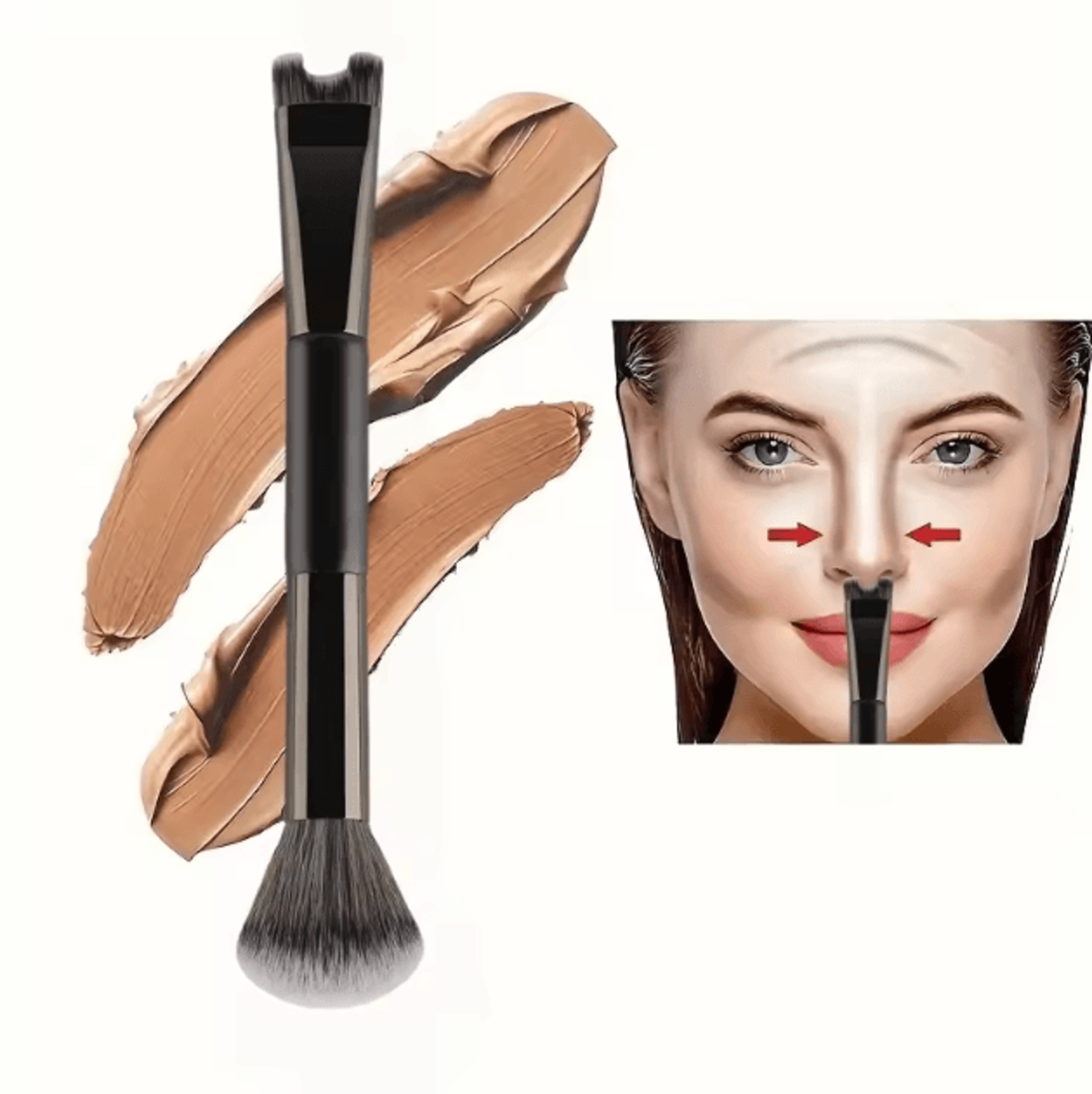 Dual End U Shaped Nose Contour Brush For Precision Sculpting And Seamless Blending 1