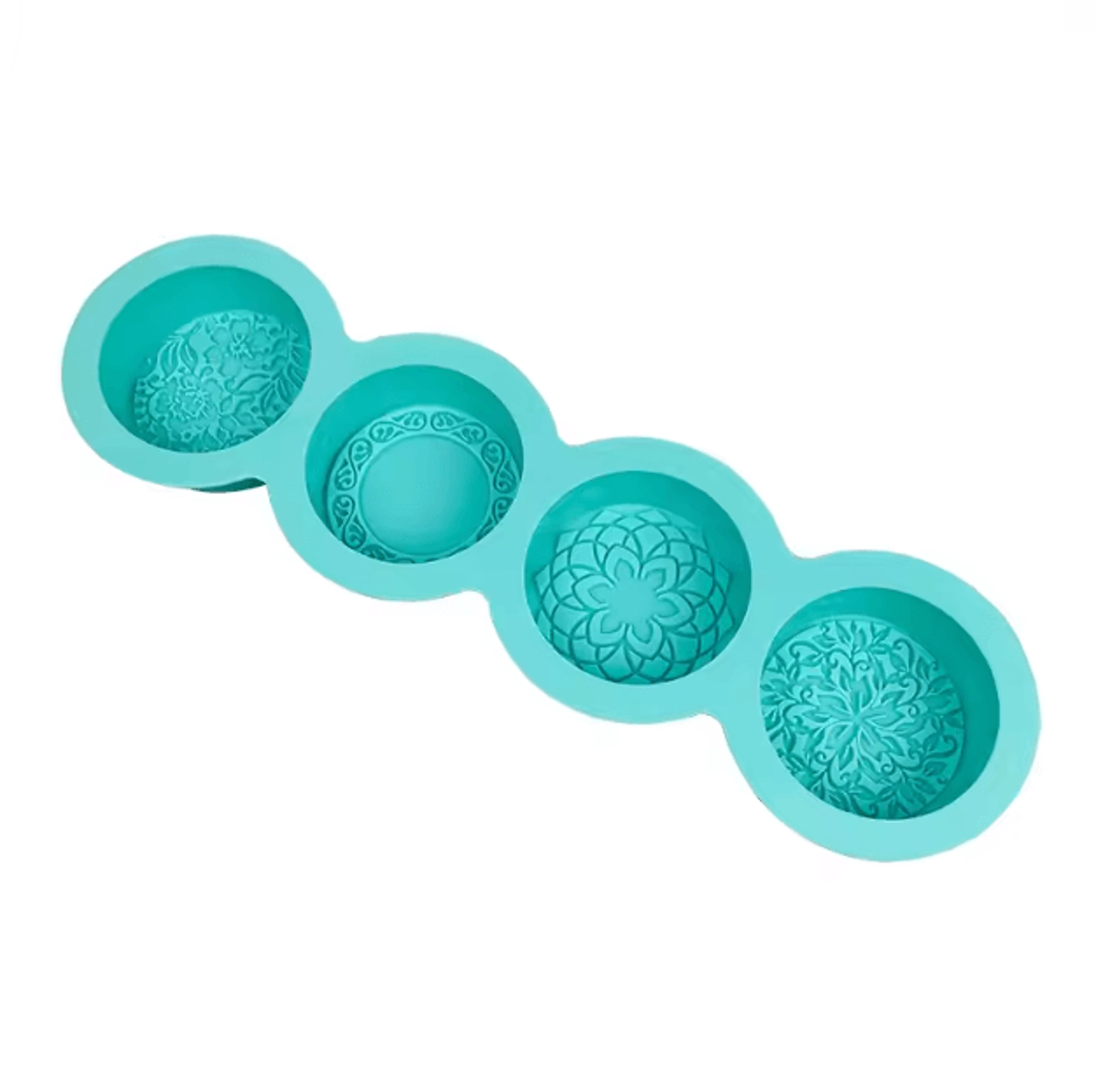 3D Handmade Silicone Soap Molds 4 Flower Types Bar Making Mould Tools Handmade DIY Circular Shape S 3