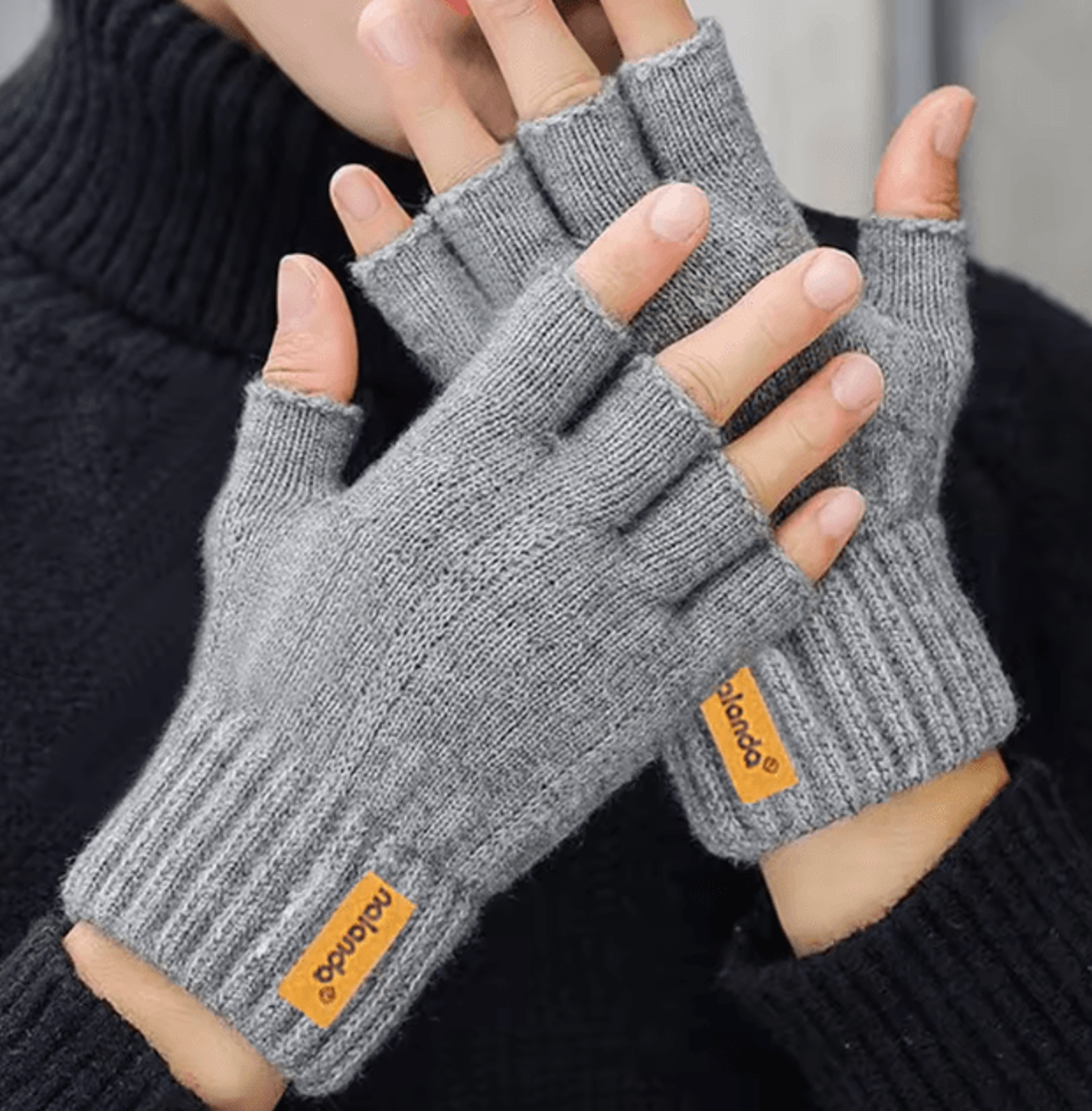 Winter Knitted Fingerless Gloves With Touchscreen Design For Warm Outdoor Comfort 2