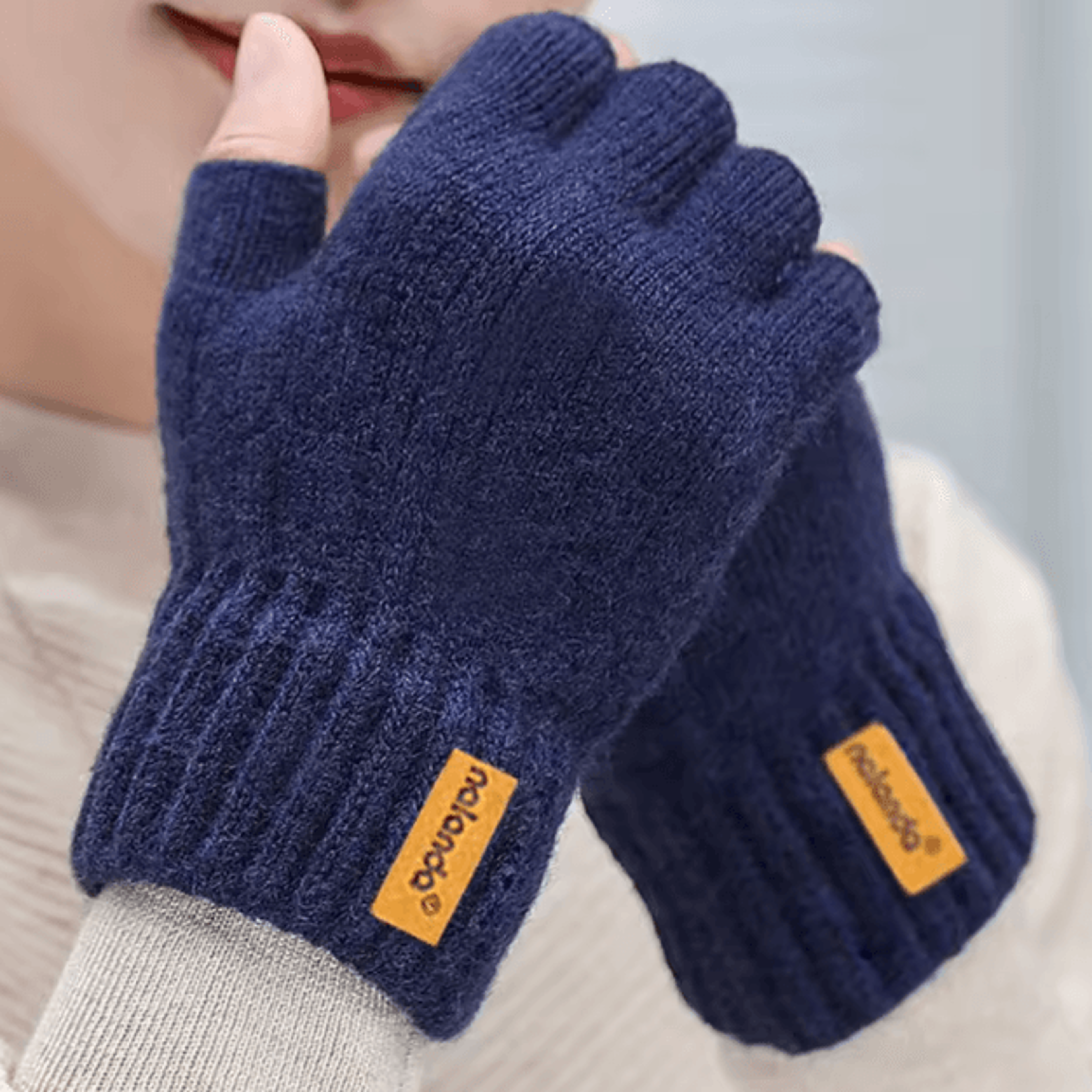 Winter Knitted Fingerless Gloves With Touchscreen Design For Warm Outdoor Comfort 3