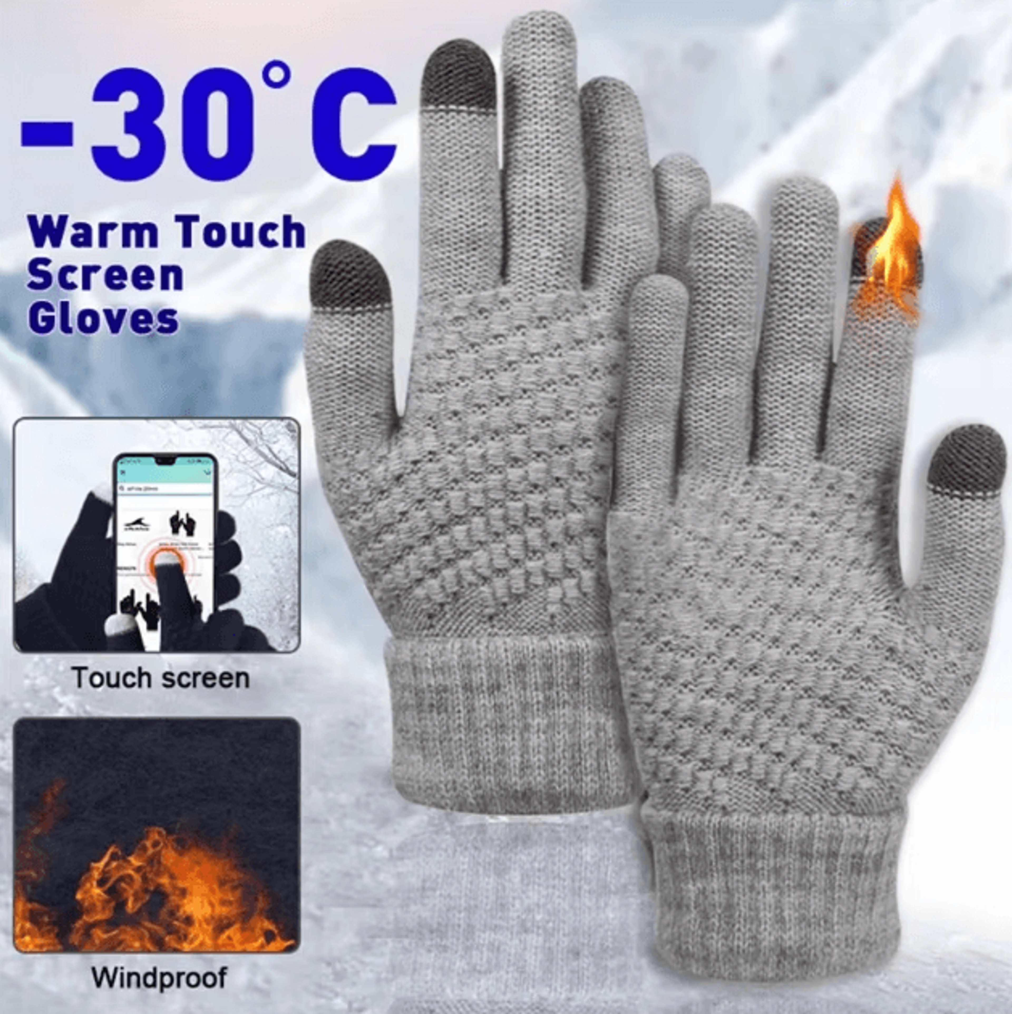 Thermal Knit Touchscreen Gloves Warm Stretch Winter FullFinger Gloves For Driving  Outdoor Use 1