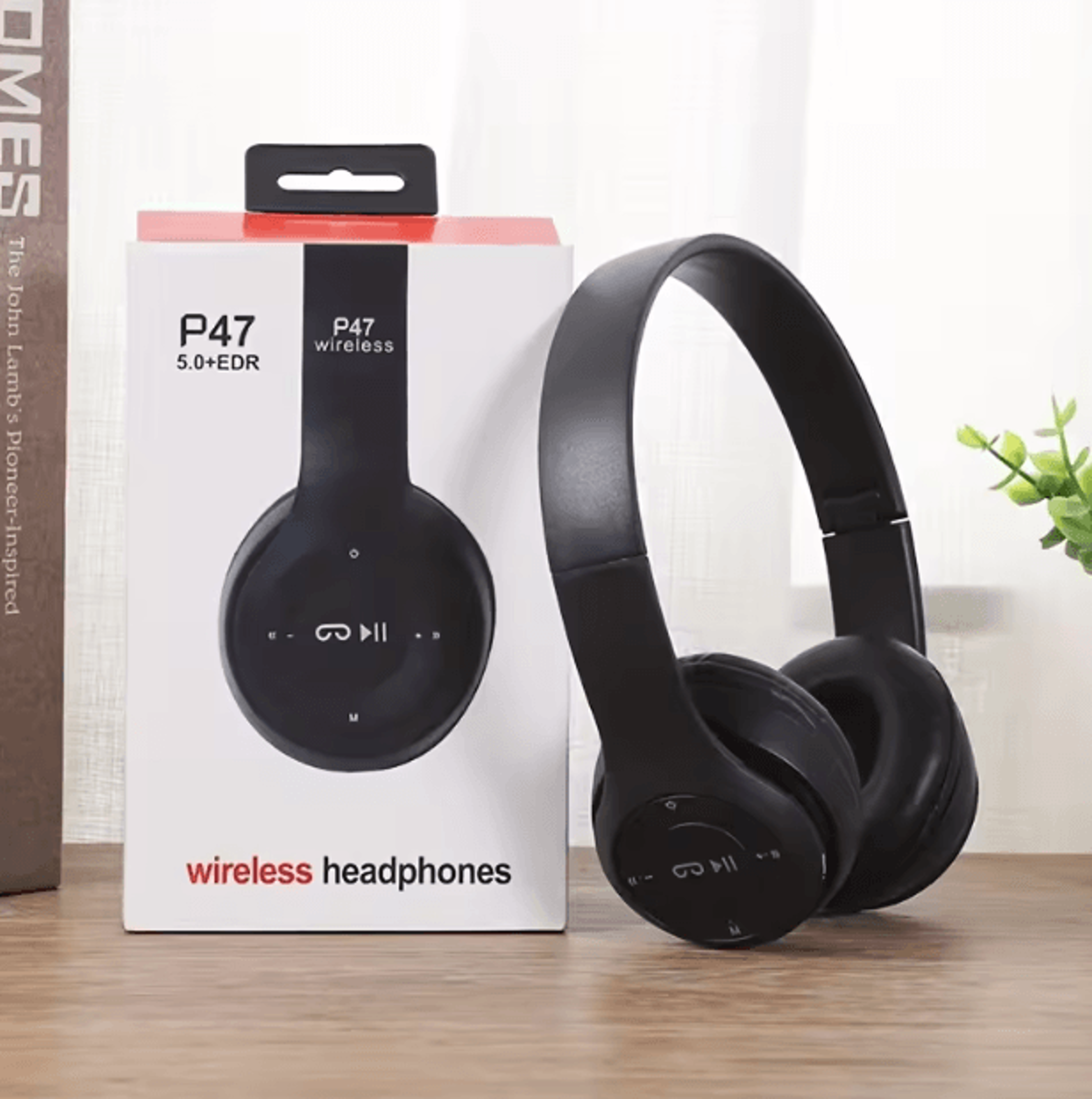 P47 Wireless Bluetooth Headphones Foldable Stereo OverEar Headset With Mic  FM 1
