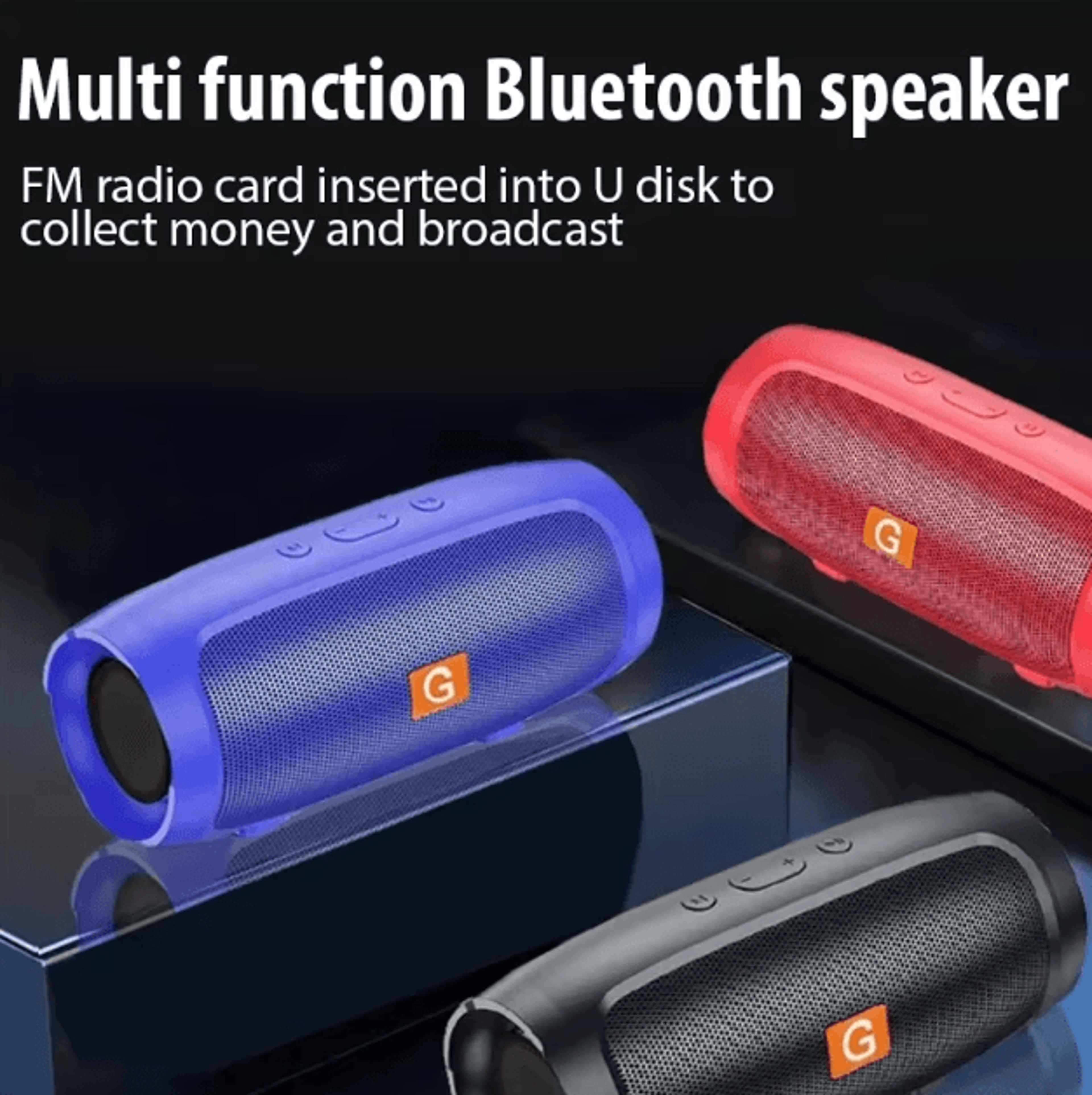 Portable Bluetooth Speaker With Subwoofer Waterproof Stereo Sound Wireless Outdoor Speaker With FM  1