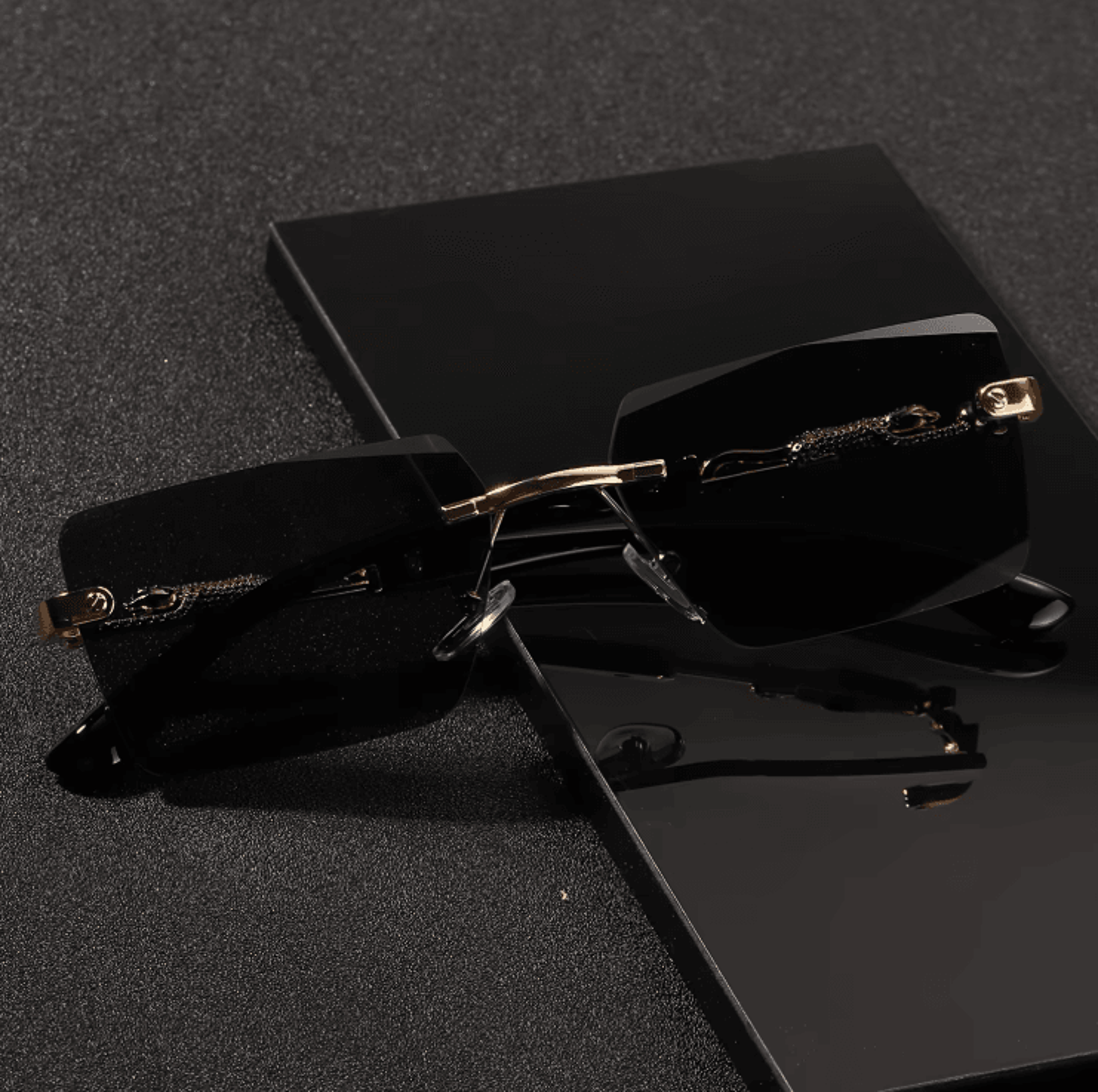 Rimless Rectangle Sunglasses Small Square UV Protection Shades For Men And Women 1