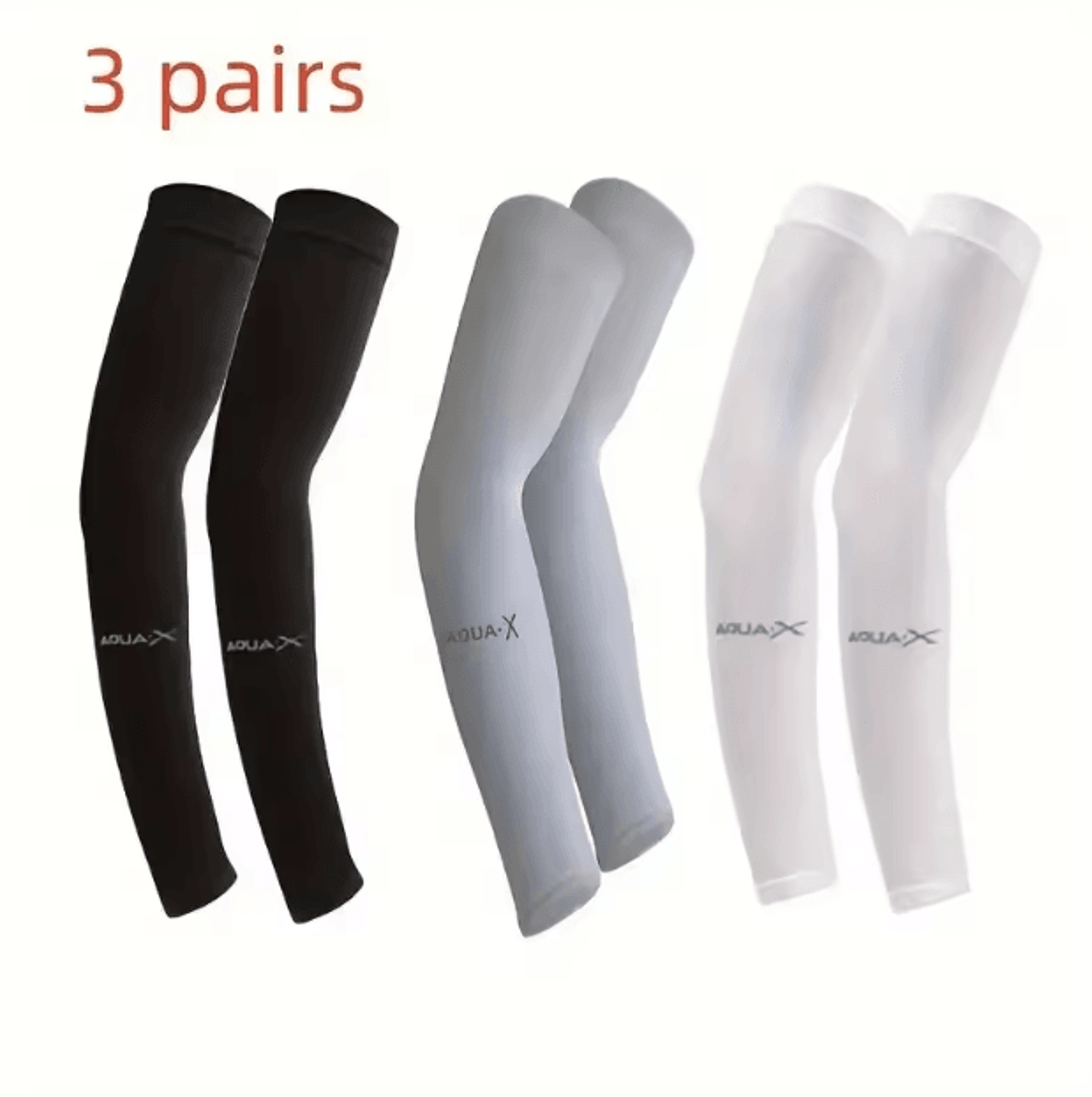 3 Pair Cooling UV Protection Arm Sleeves Breathable Compression Sun Sleeves For Sports And Outdoor  3