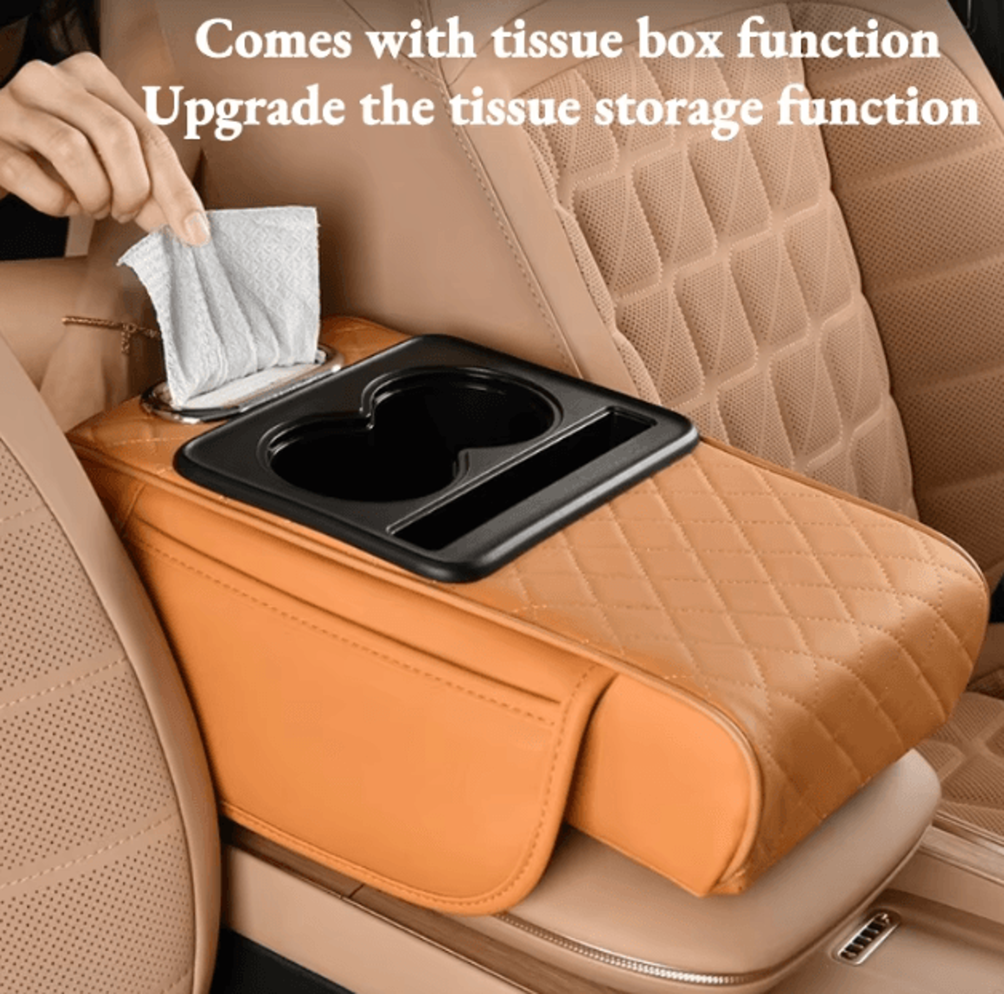 Car Center Console Armrest Cushion With Cup Holder Universal Anti Slip Comfort Pad 2