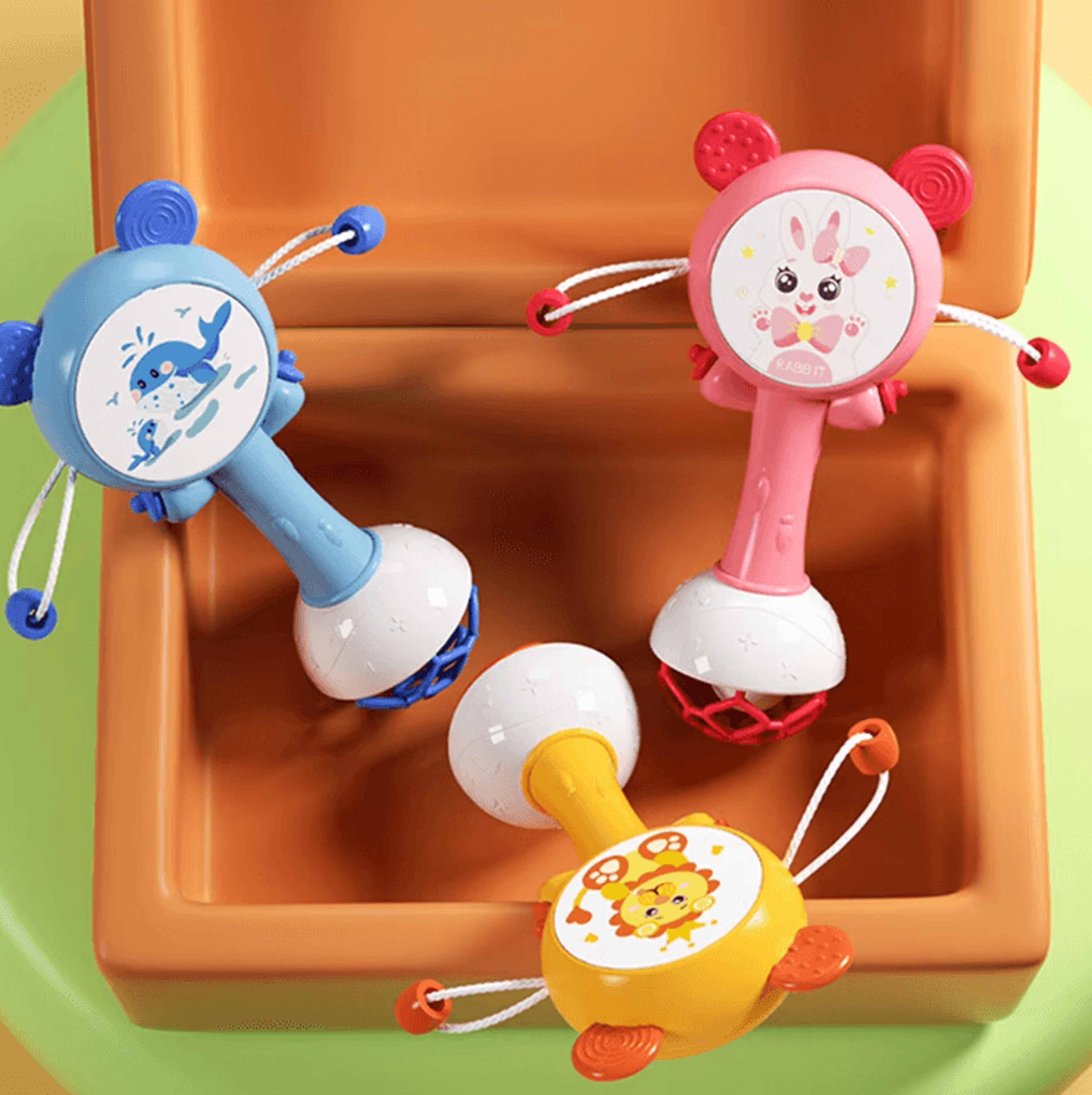 baby rattle teether bell toy – sensory handheld musical toy for newborns 0–18 months