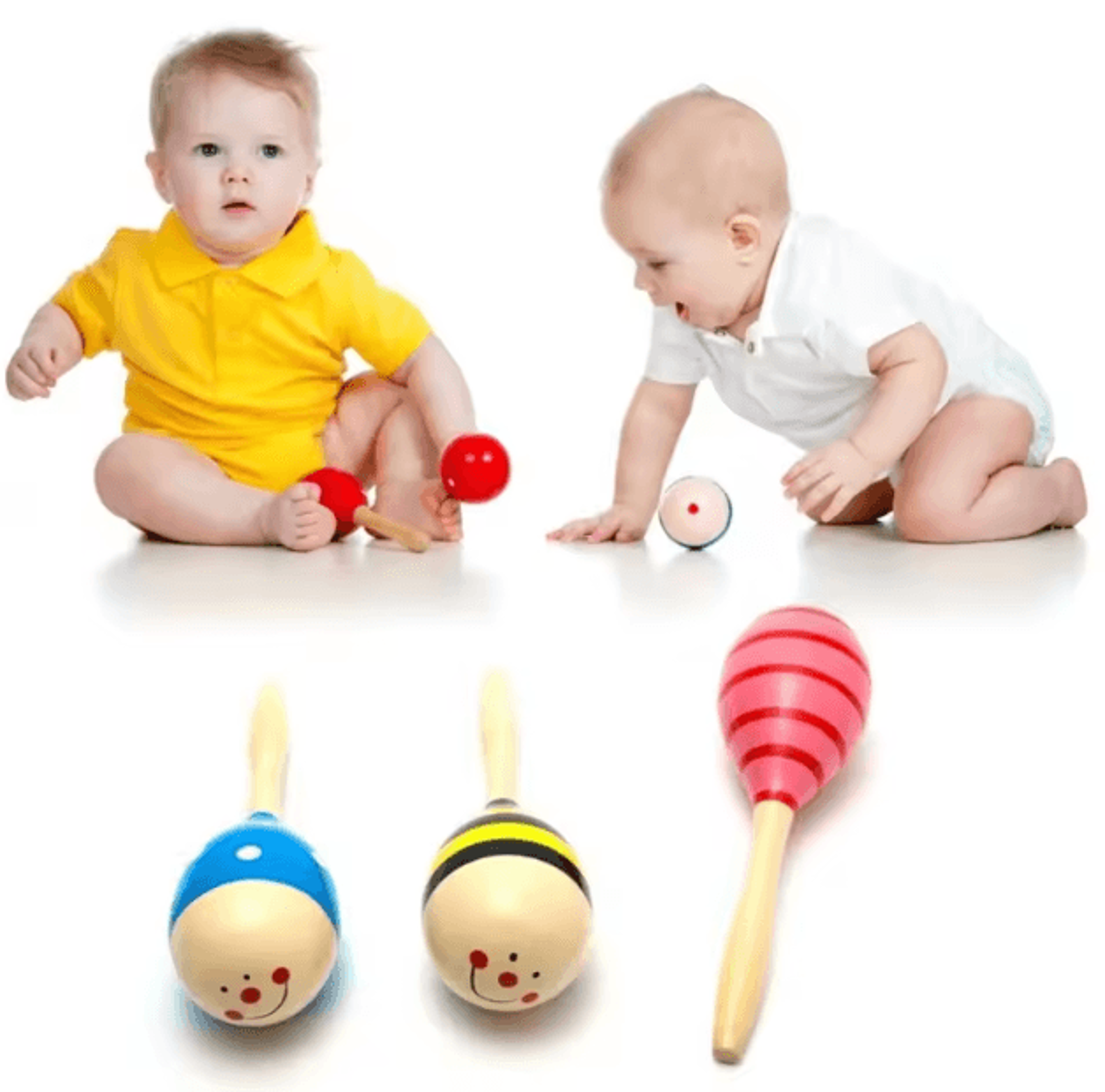 Wooden Baby Hammer Rattle  Montessori Musical Sand Shaker Toy For Early Learning 1