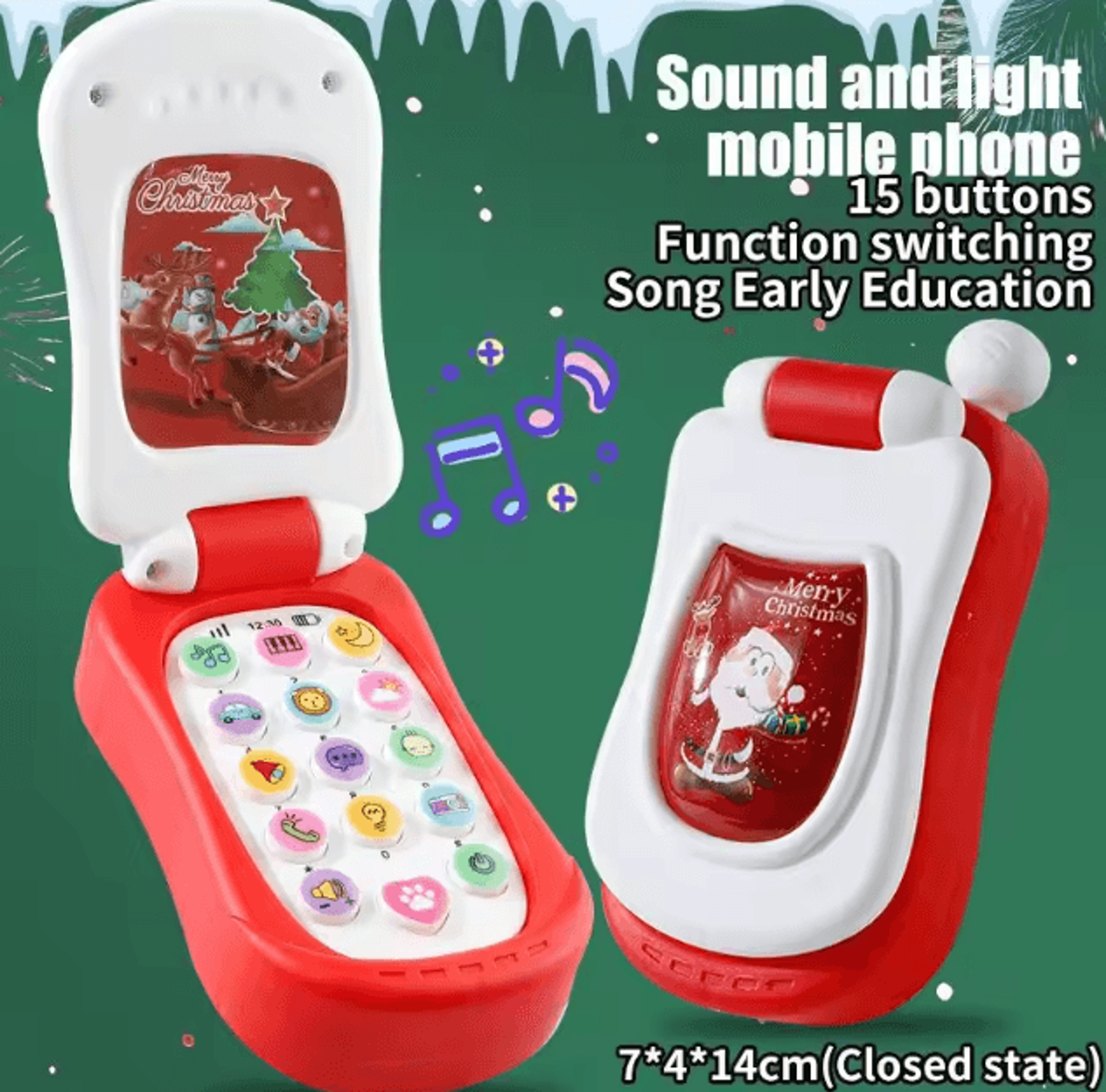 Cartoon Flip Phone Toy For Kids  Interactive Musical Learning Phone With Lights  Sounds 2