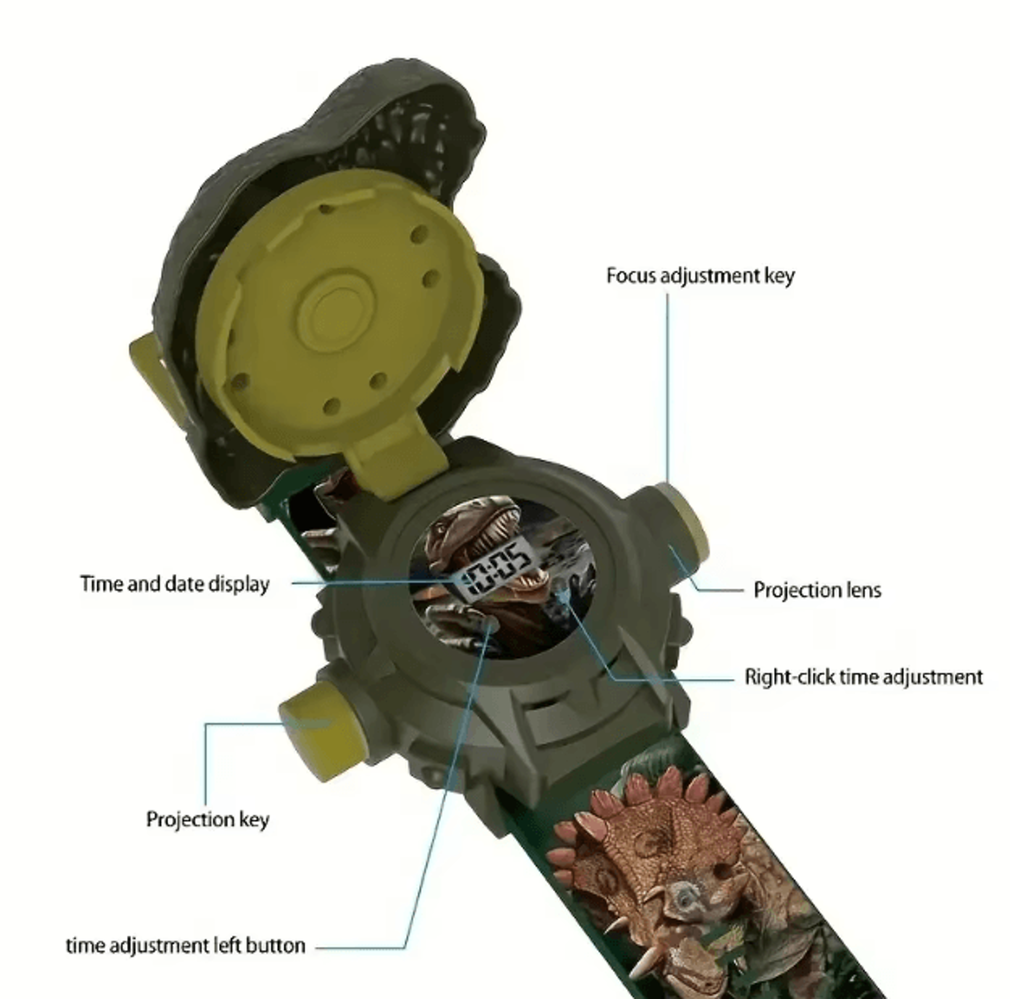 3D Dinosaur Projection Watch For Kids  LED LightUp Digital Learning Toy 2