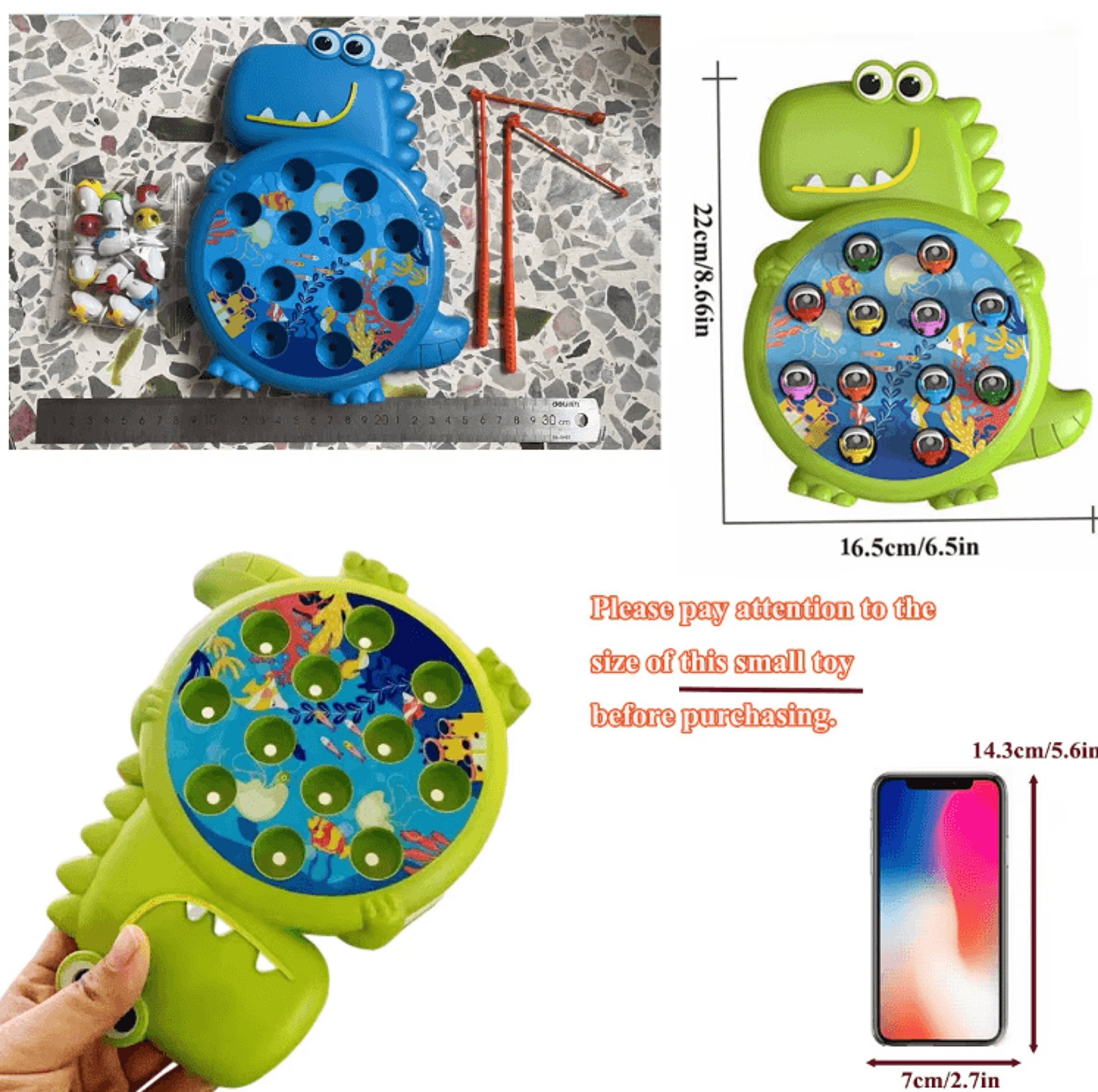 dinosaur magnetic fishing toy set – montessori learning game with rod for kids