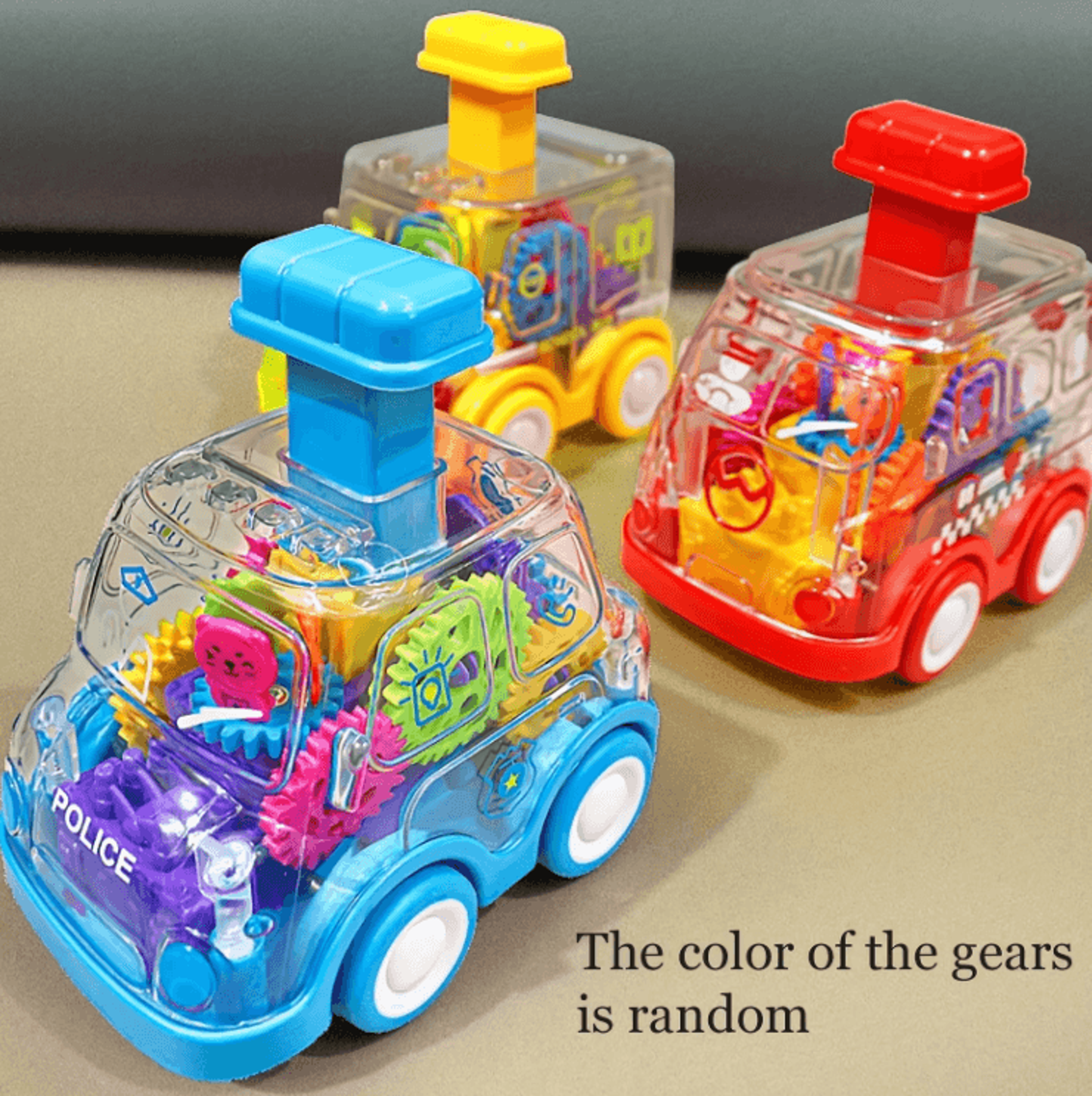 Transparent Gear Pull Back Car Toy  Press  Go Inertia Educational Car For Kids 0
