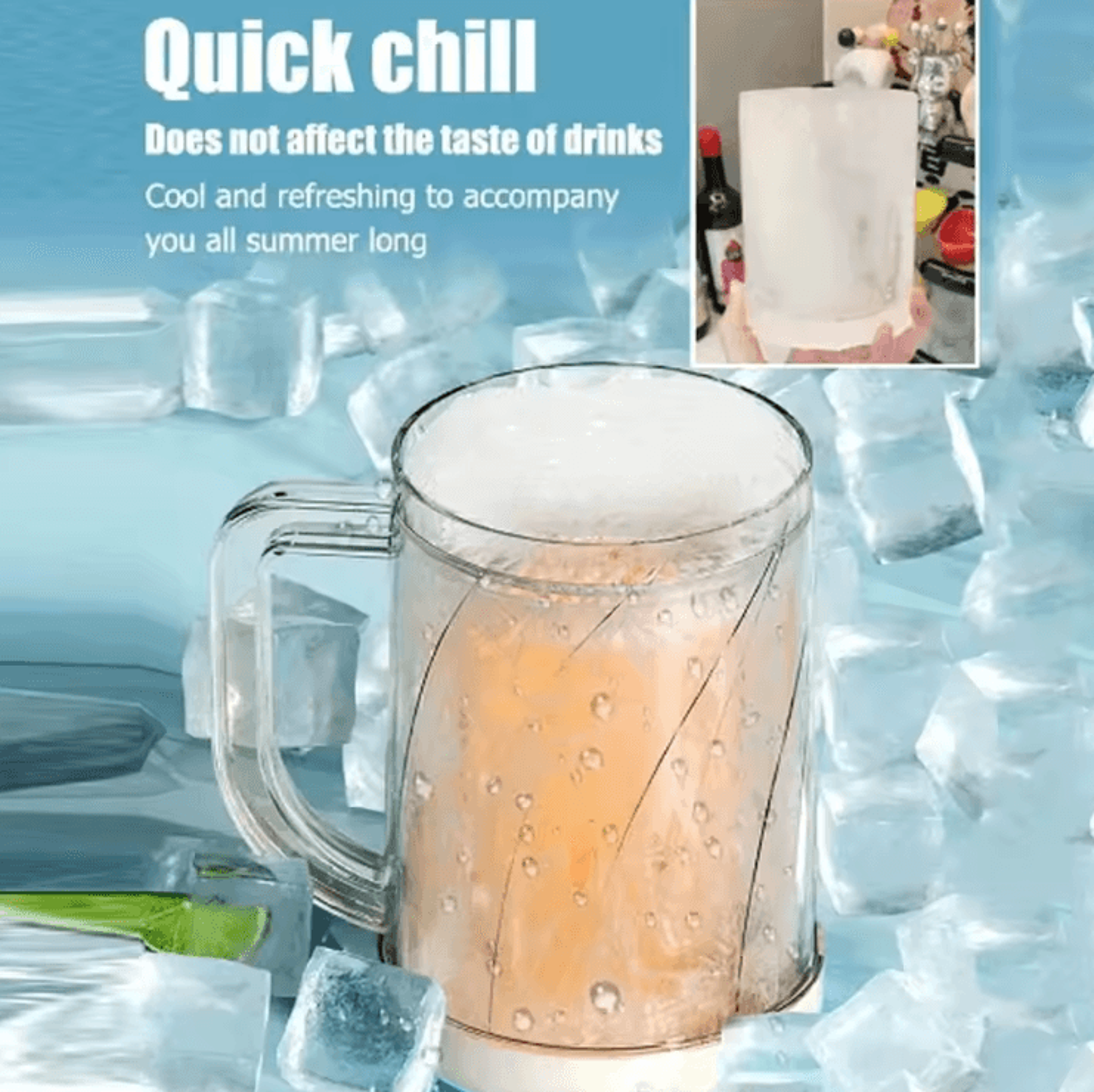 Double Wall Freezer Beer Mug  Portable Cooling Cup With Handle For IceCold Drinks 2