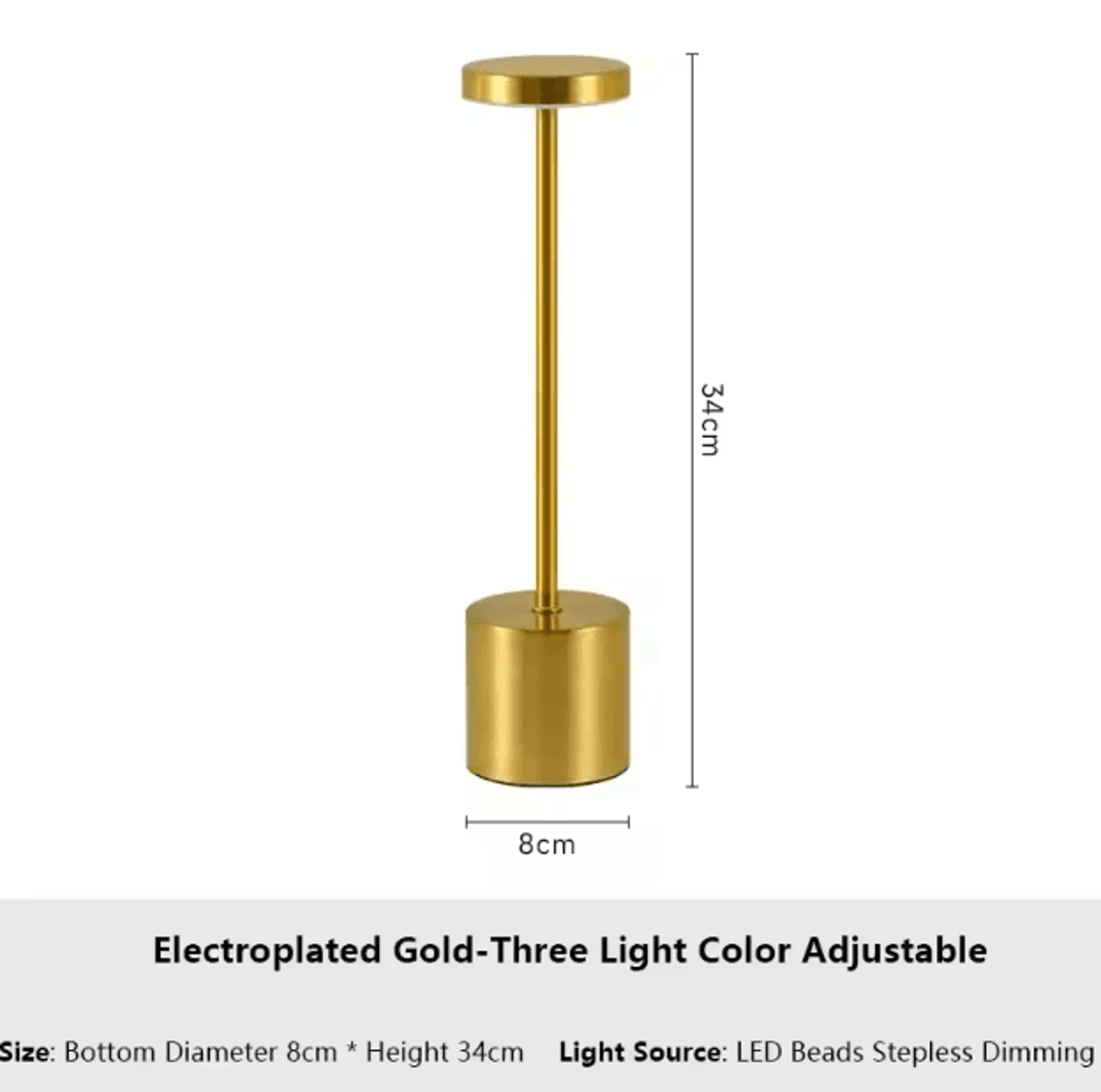 Rechargeable LED Touch Table Lamp  3 Color Dimmable Portable Ambient Light 4