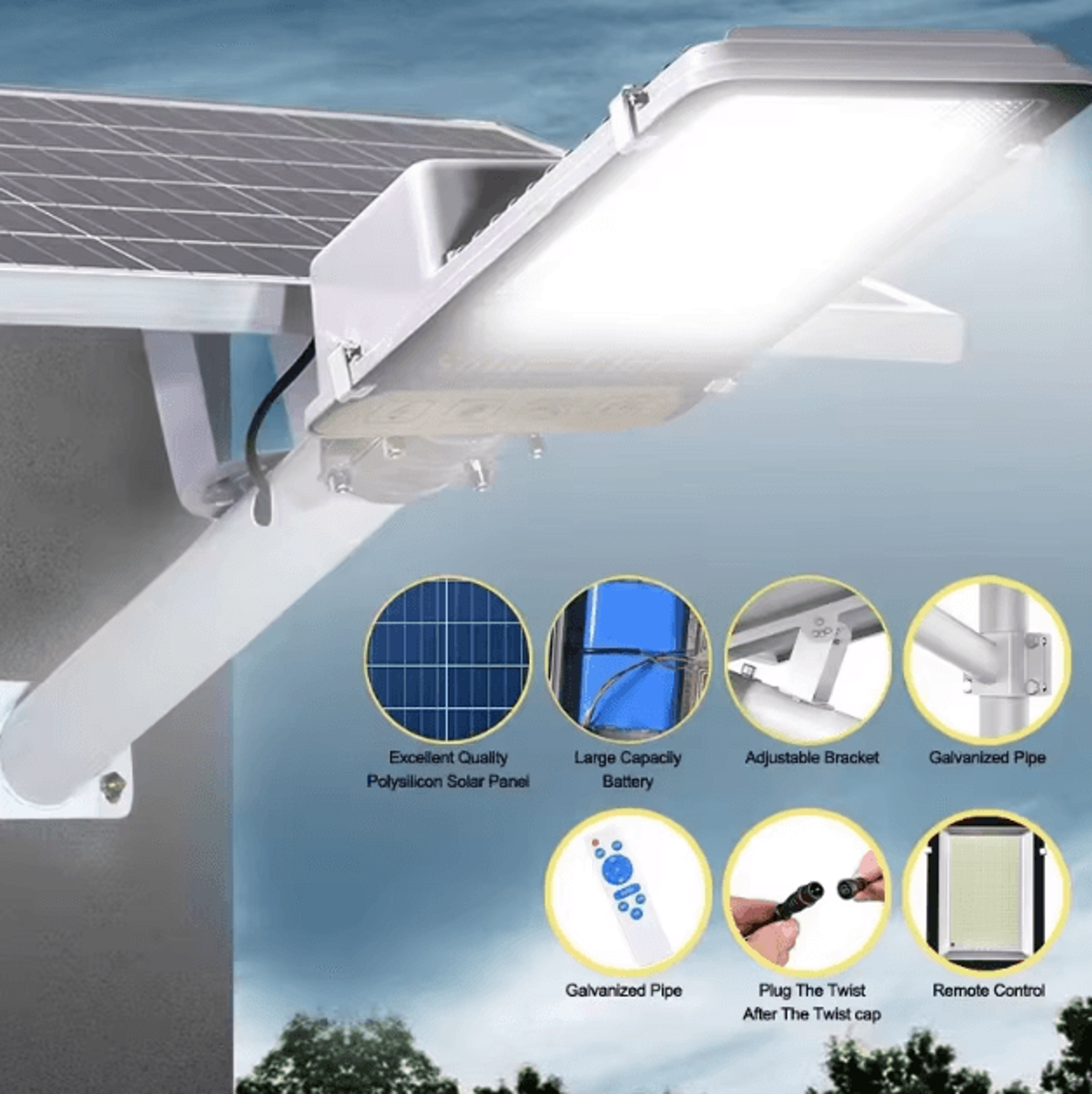 solar street light outdoor – 8000mah high power waterproof wall lamp