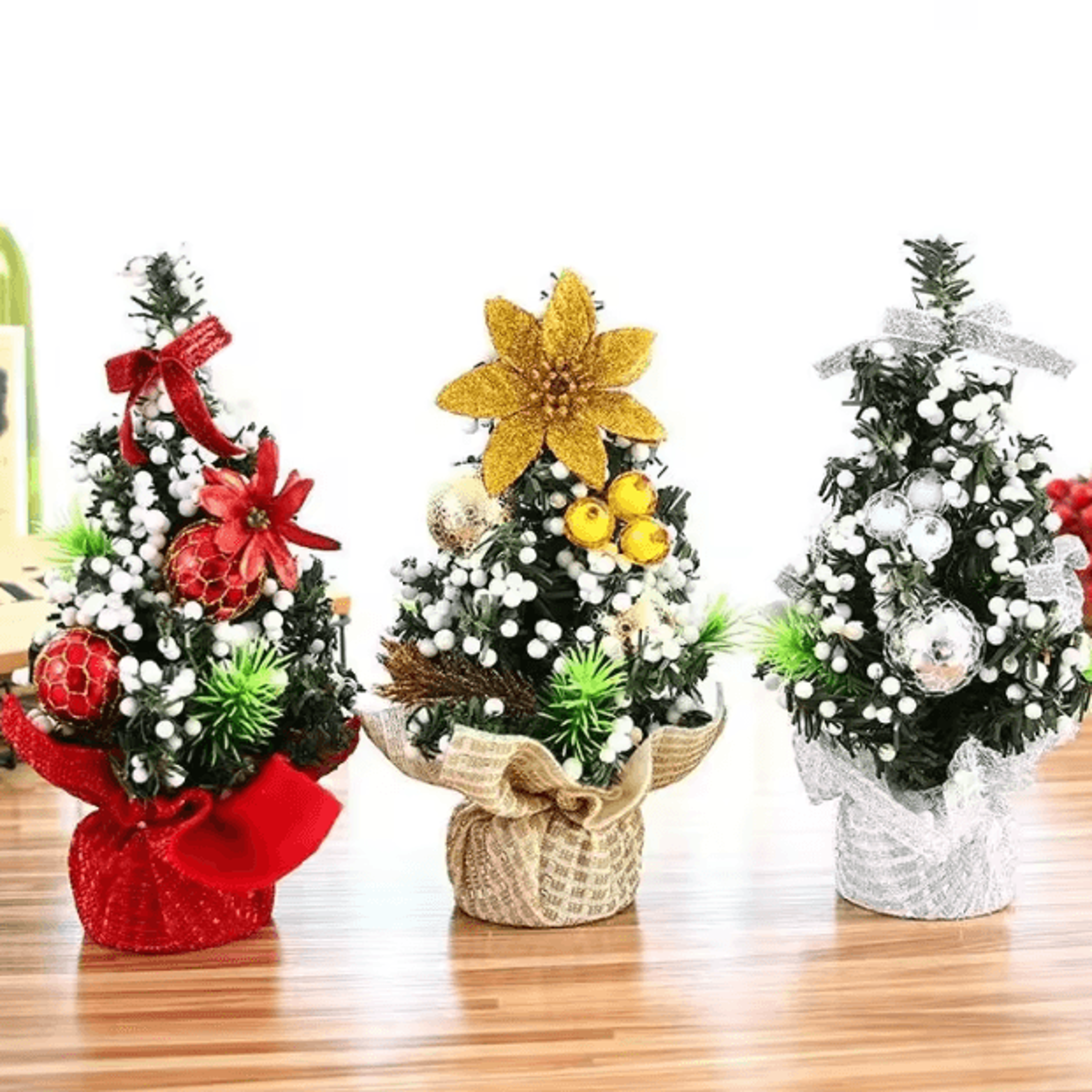 mini christmas tree decor – 20cm tabletop festive desk ornament