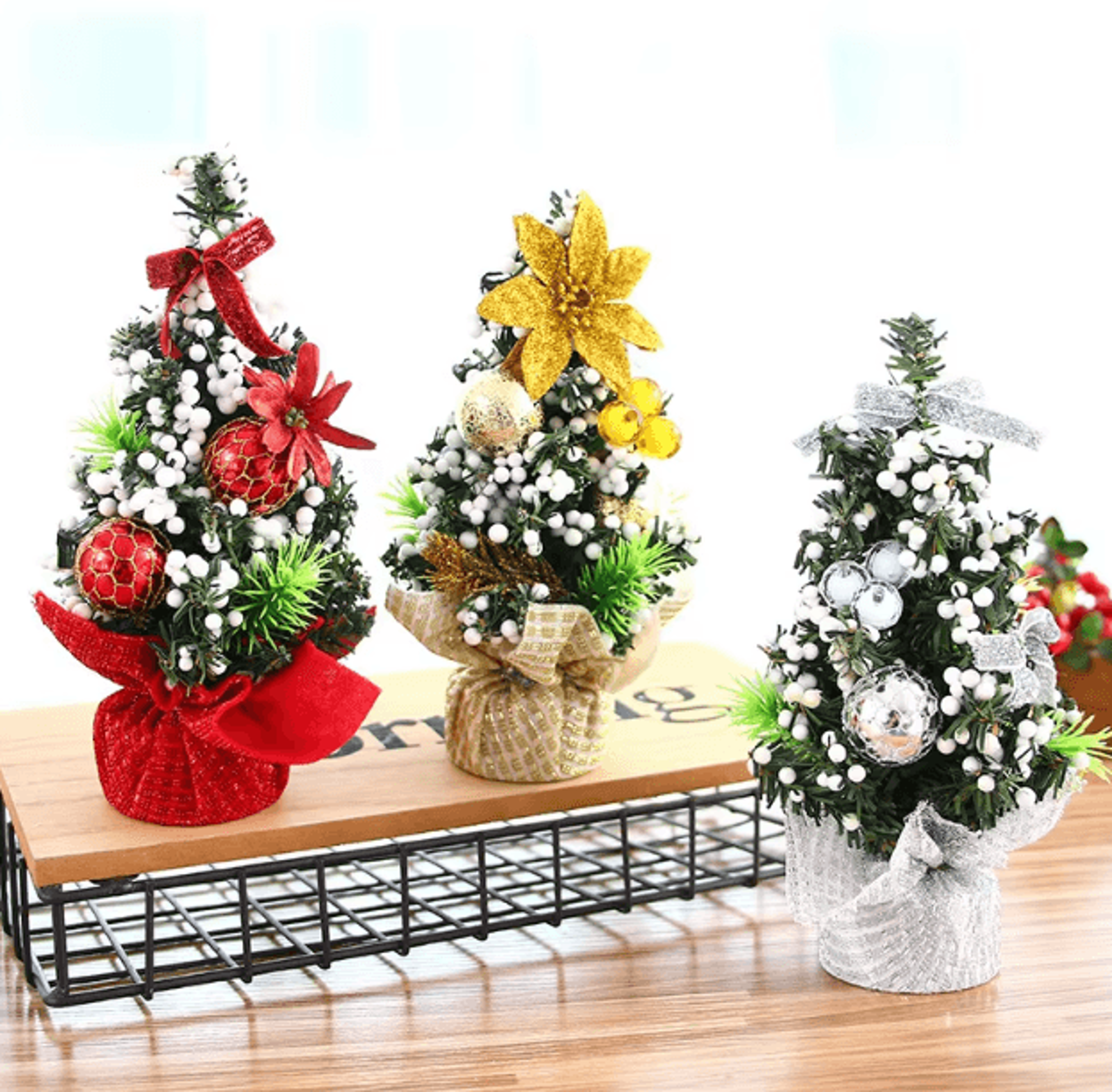 Mini Christmas Tree Decor  20cm Tabletop Festive Desk Ornament 1