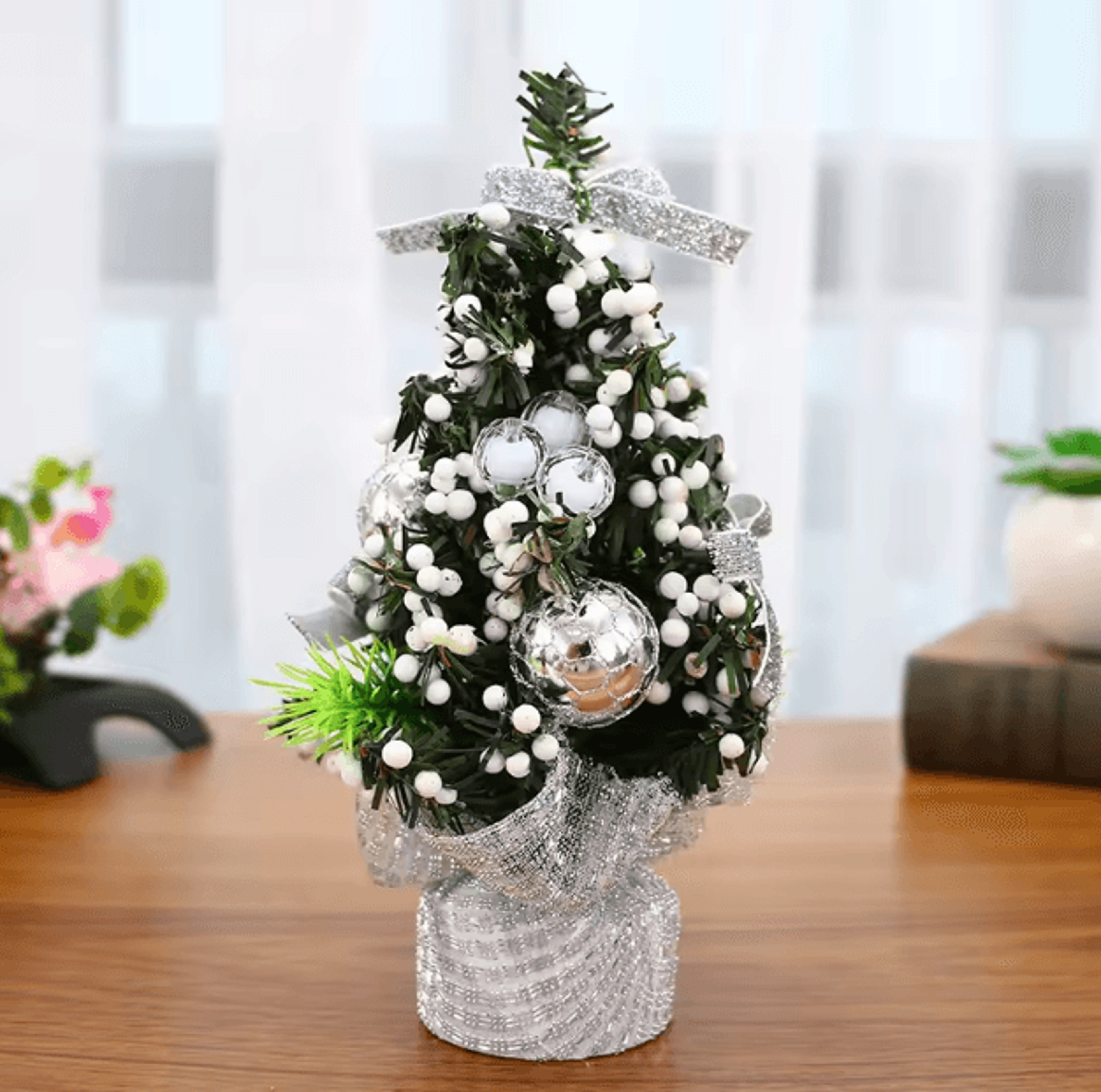 Mini Christmas Tree Decor  20cm Tabletop Festive Desk Ornament 2