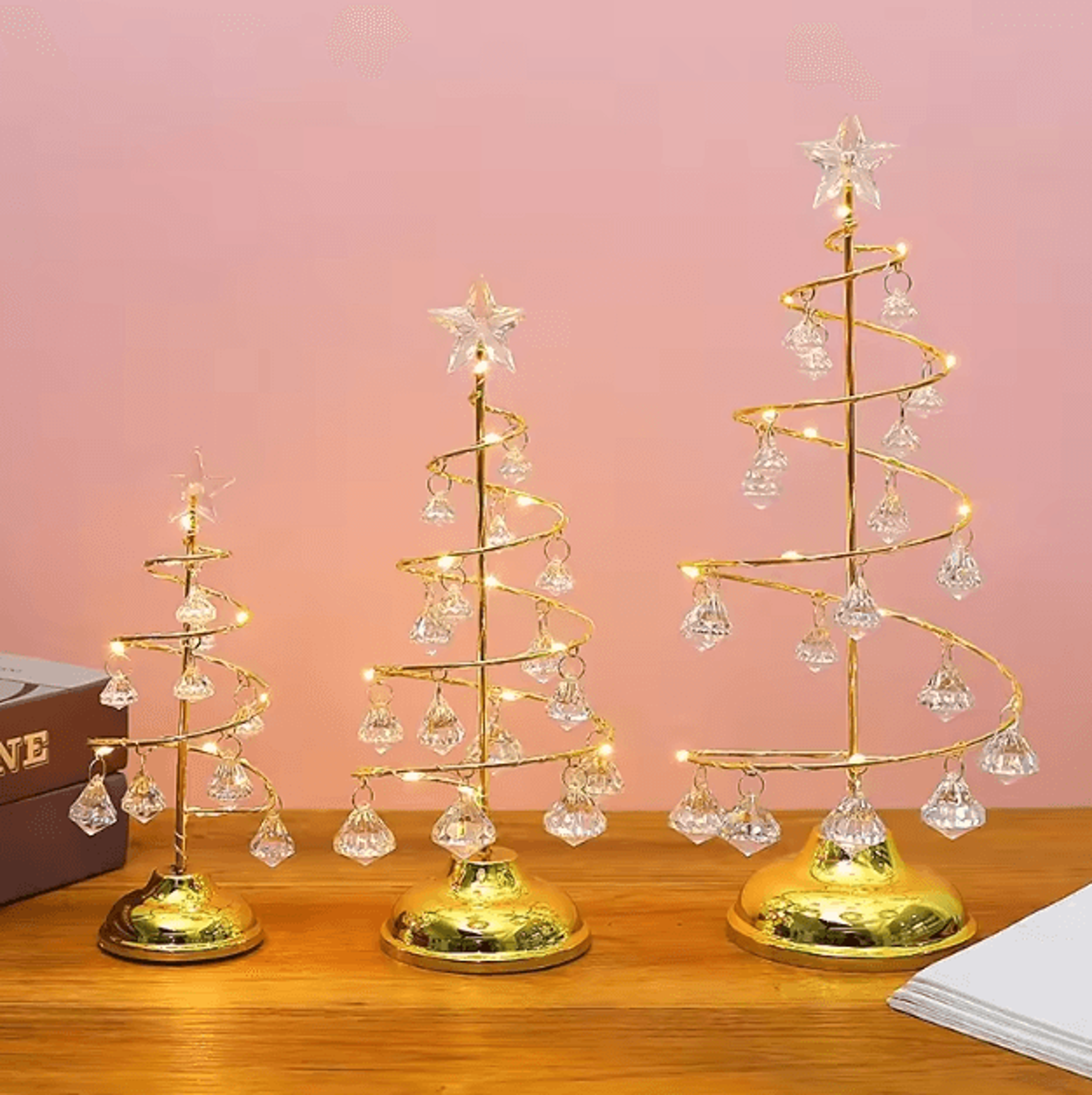 LED Crystal Christmas Tree Lamp  Decorative Iron Night Light With Warm Glow 3