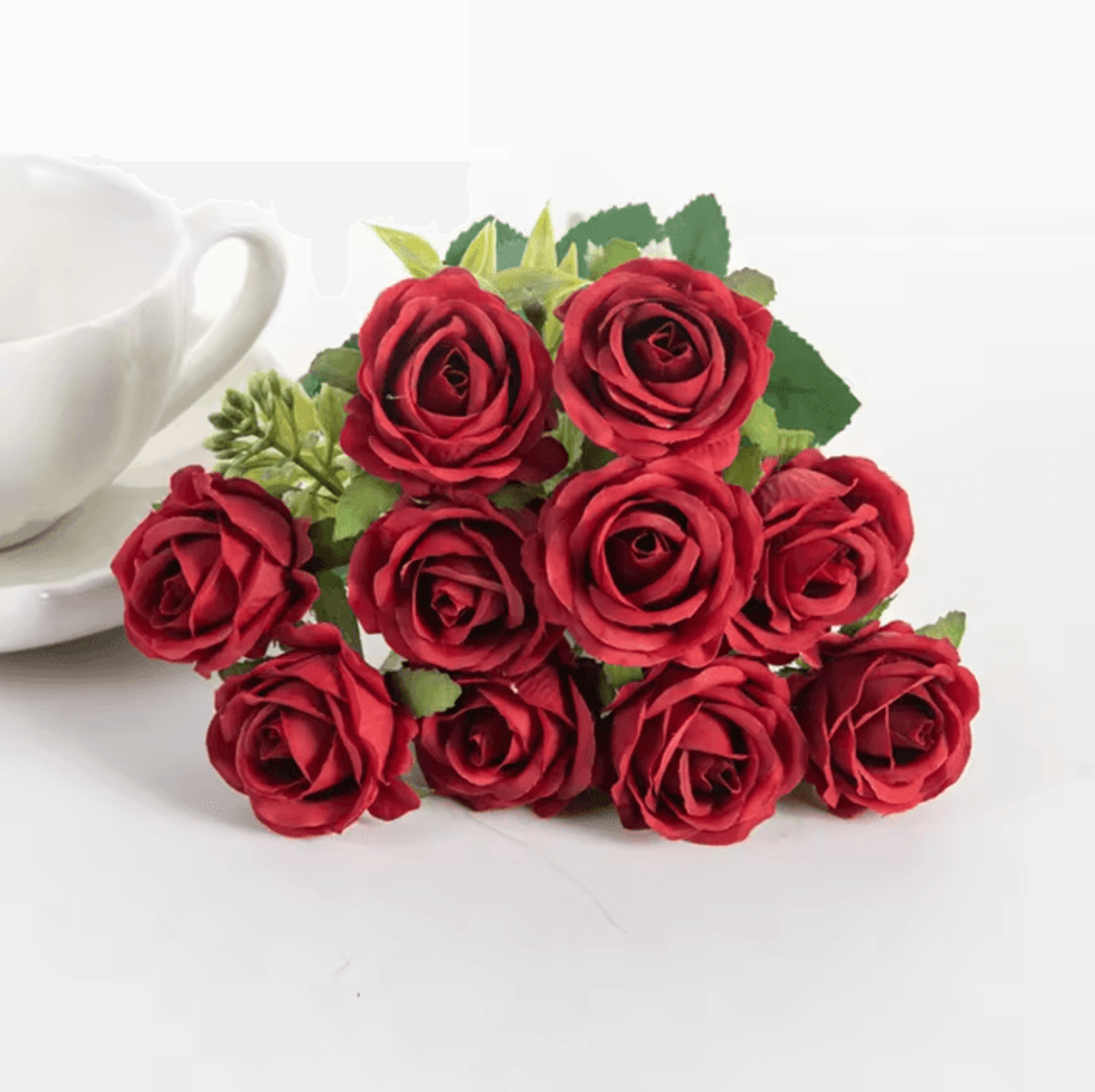 Artificial White Rose Bouquet  10Head Silk Flowers For Wedding Home  Event Decor 4