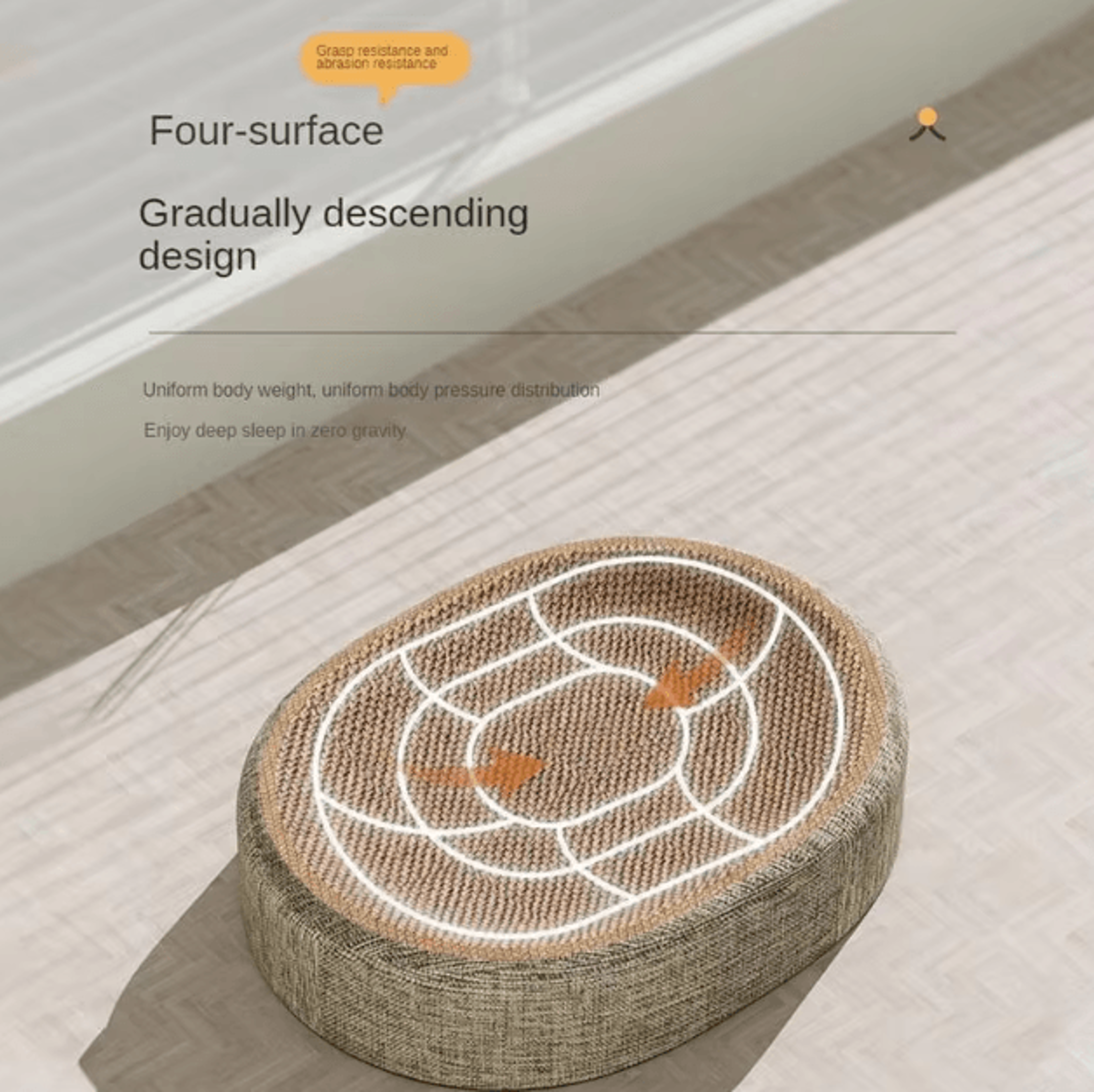 2in1 Sisal Cat Scratching Board Bed  Durable Oval Scratcher  Cozy Cat Nest 3
