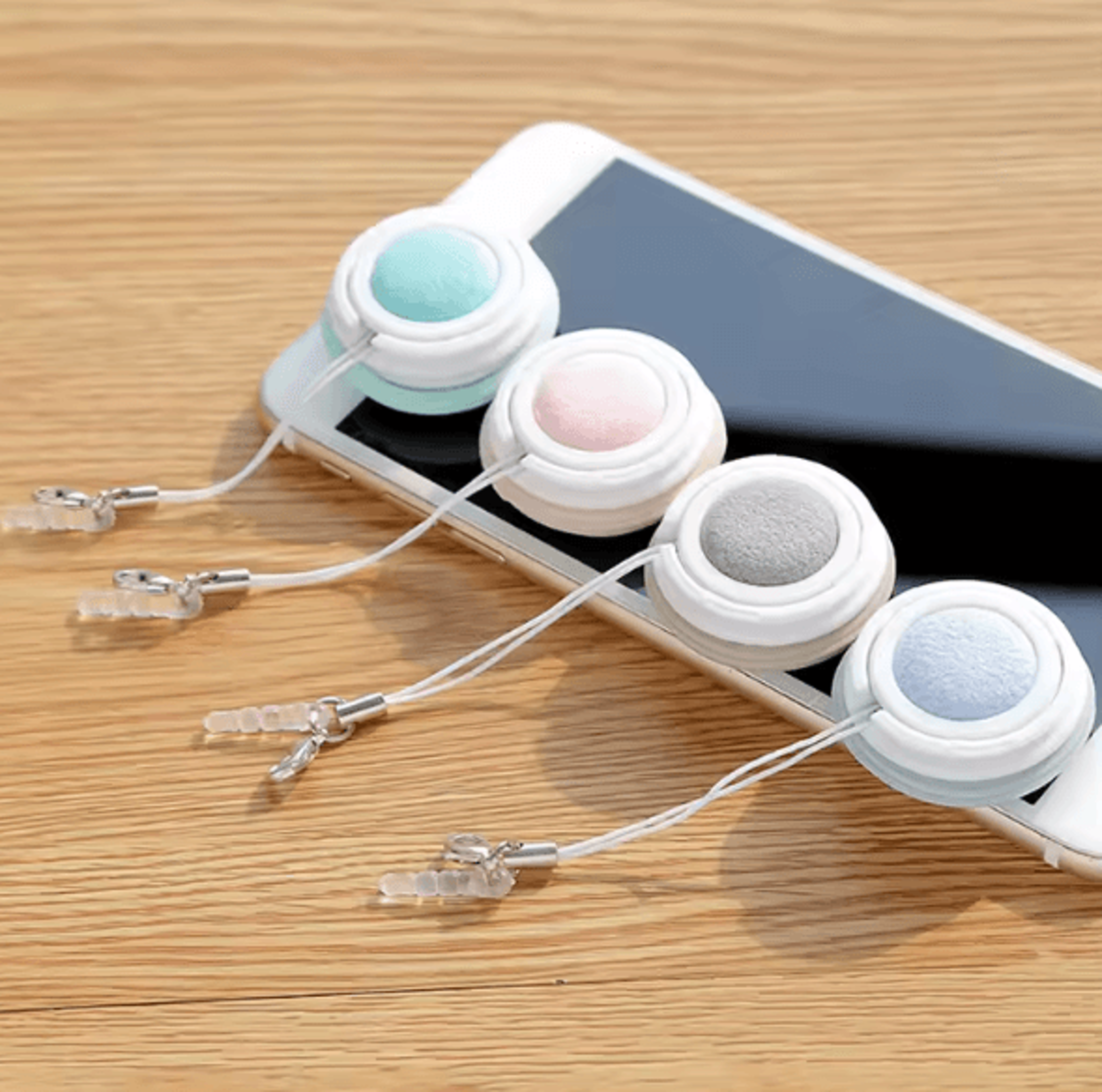 macaron phone screen cleaner keychain portable lens cleaning cloth for phone and glasses