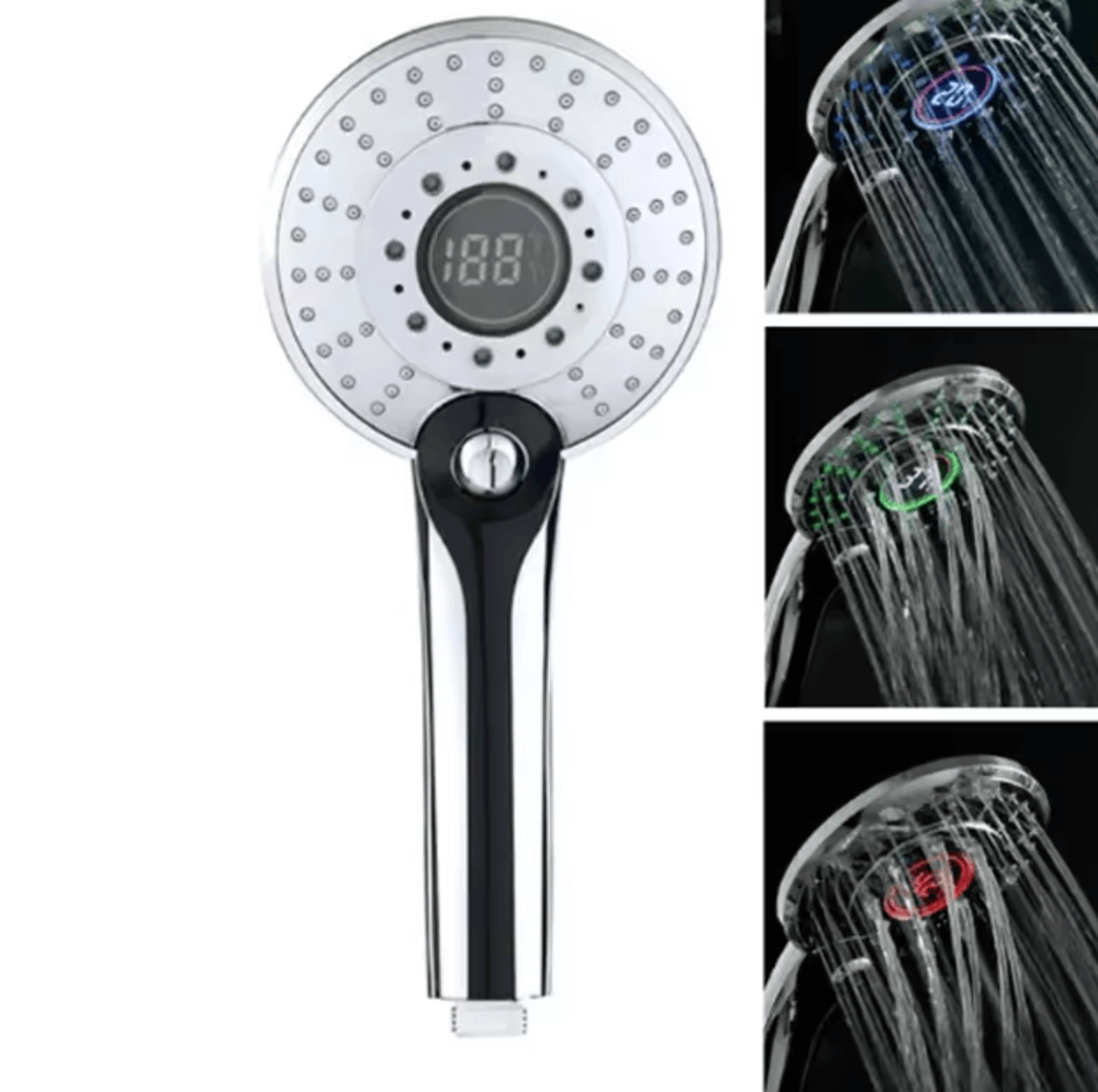 LED Digital Temperature Shower Head  3 Mode HighPressure Water Saving Filter Sprayer 1