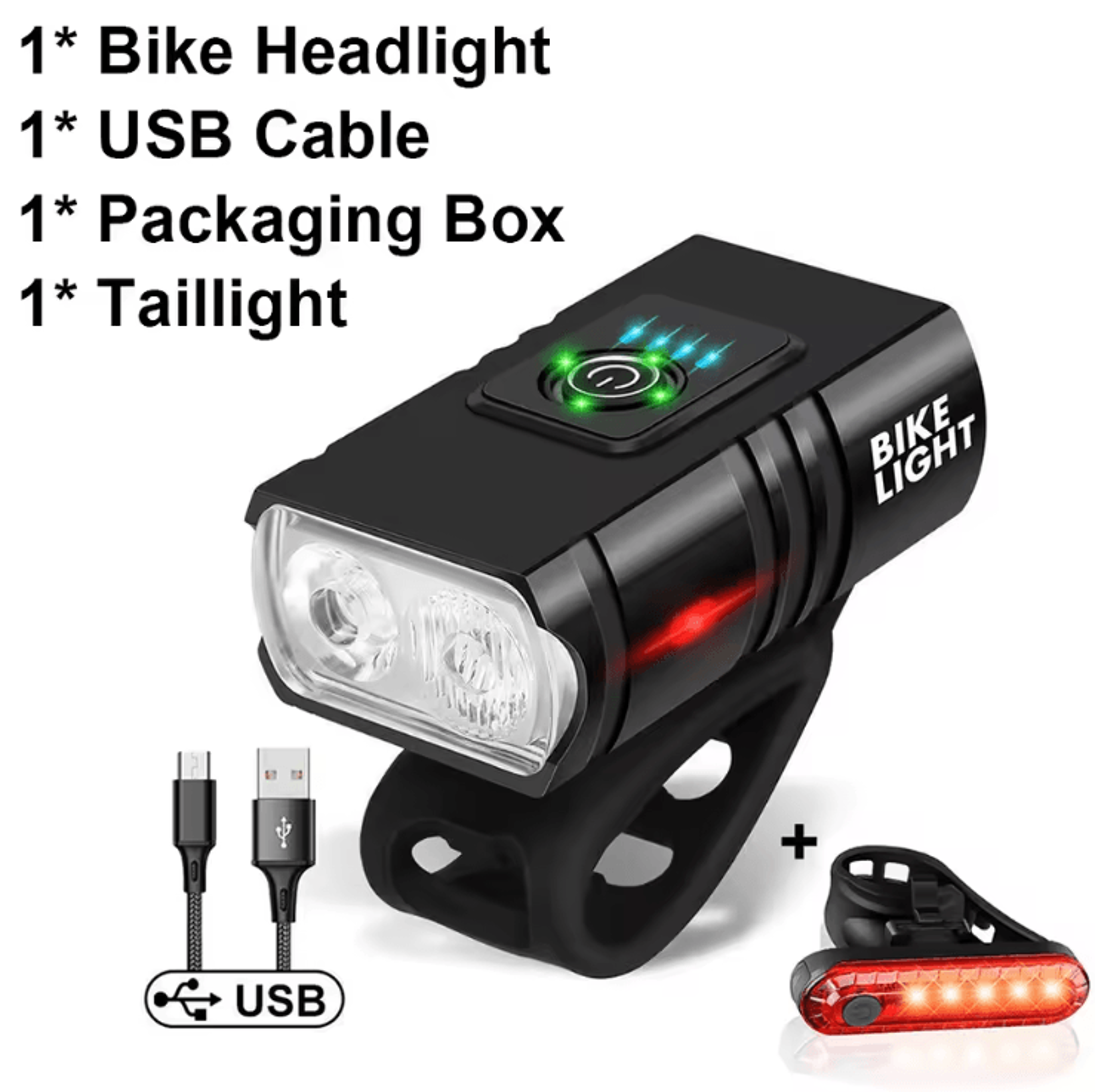 T6 LED USB Rechargeable Bicycle Headlight  High Beam Aluminum MTB Cycling Light Set 4