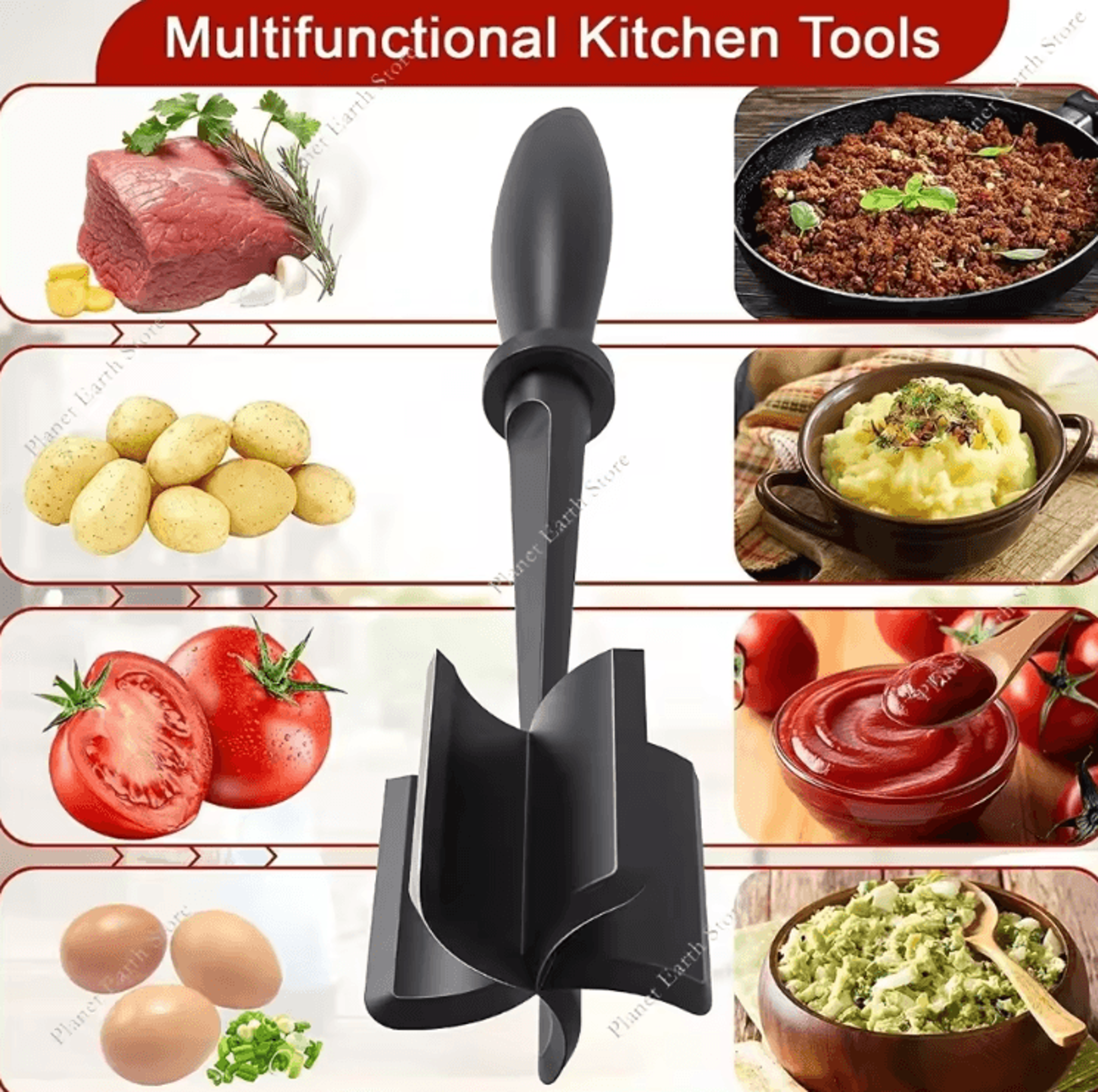 5in1 Kitchen Meat Chopper  Masher  Multifunction Ground Beef  Potato Mixing Tool 1