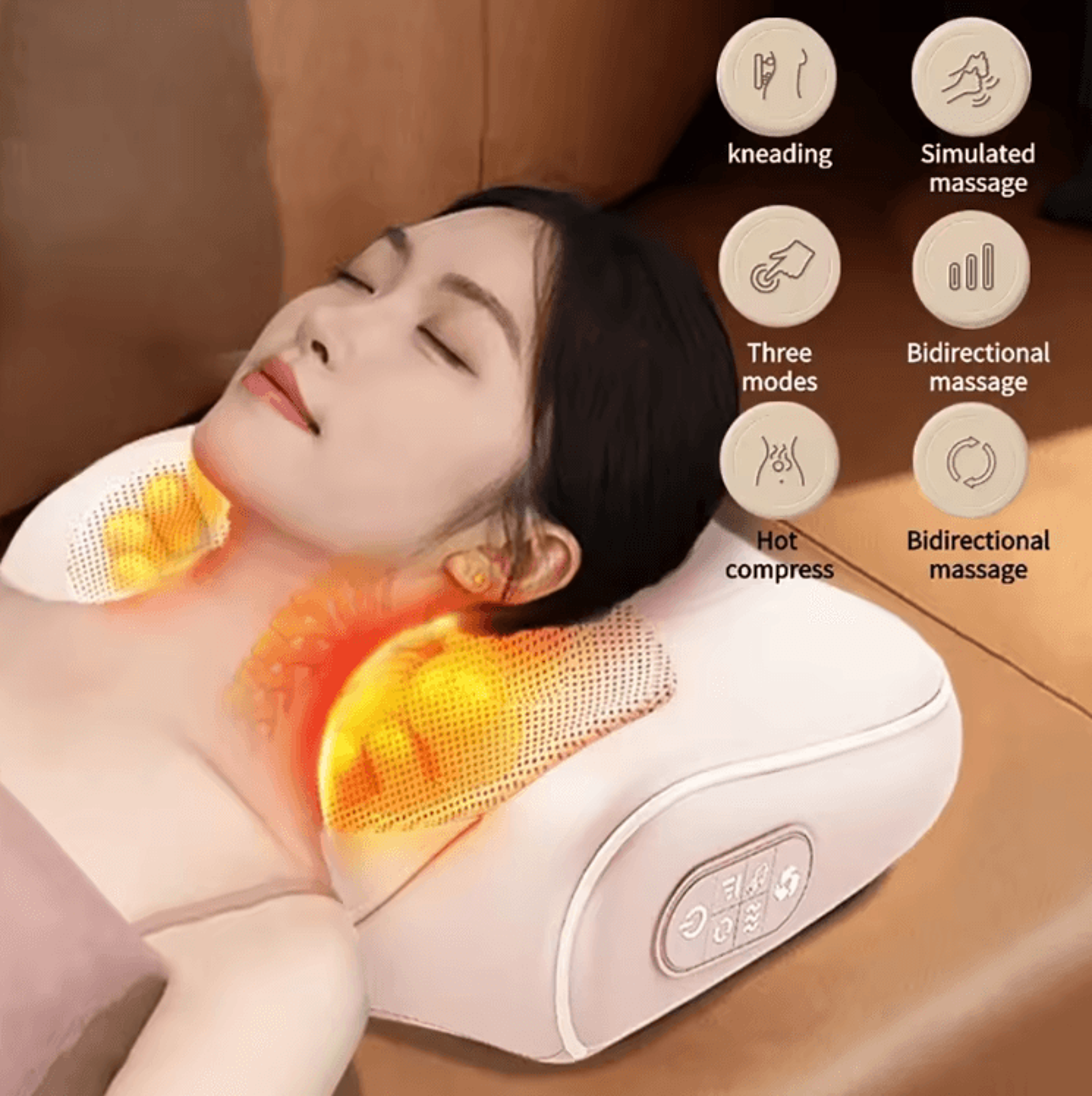 Heated Shiatsu Massage Pillow  MultiFunction Neck Back  Shoulder Relaxation Massager 1