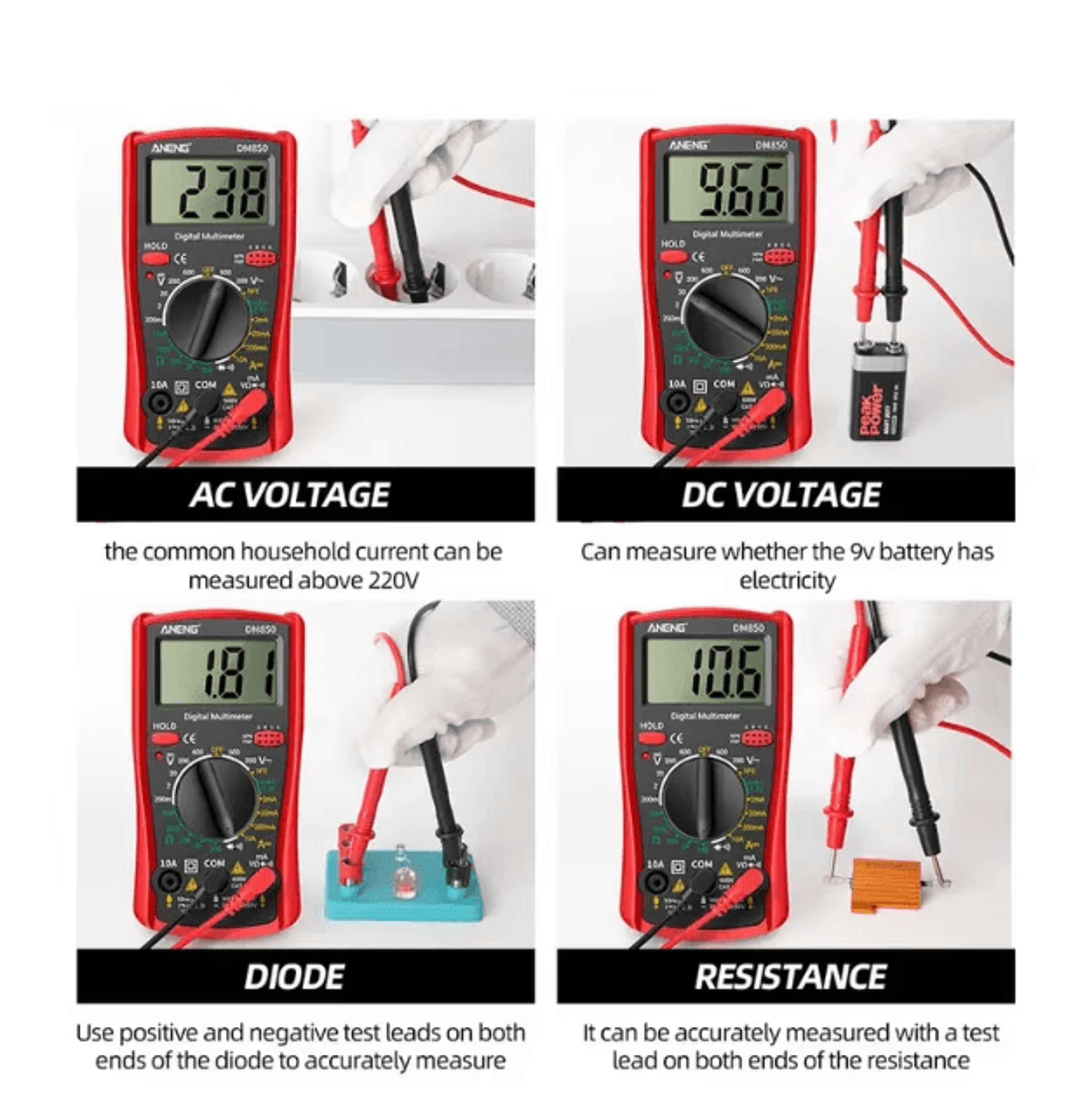DM850 Digital Multimeter  1999 Count ACDC Voltage Tester With Ohm Current  Continuity Measurement 1