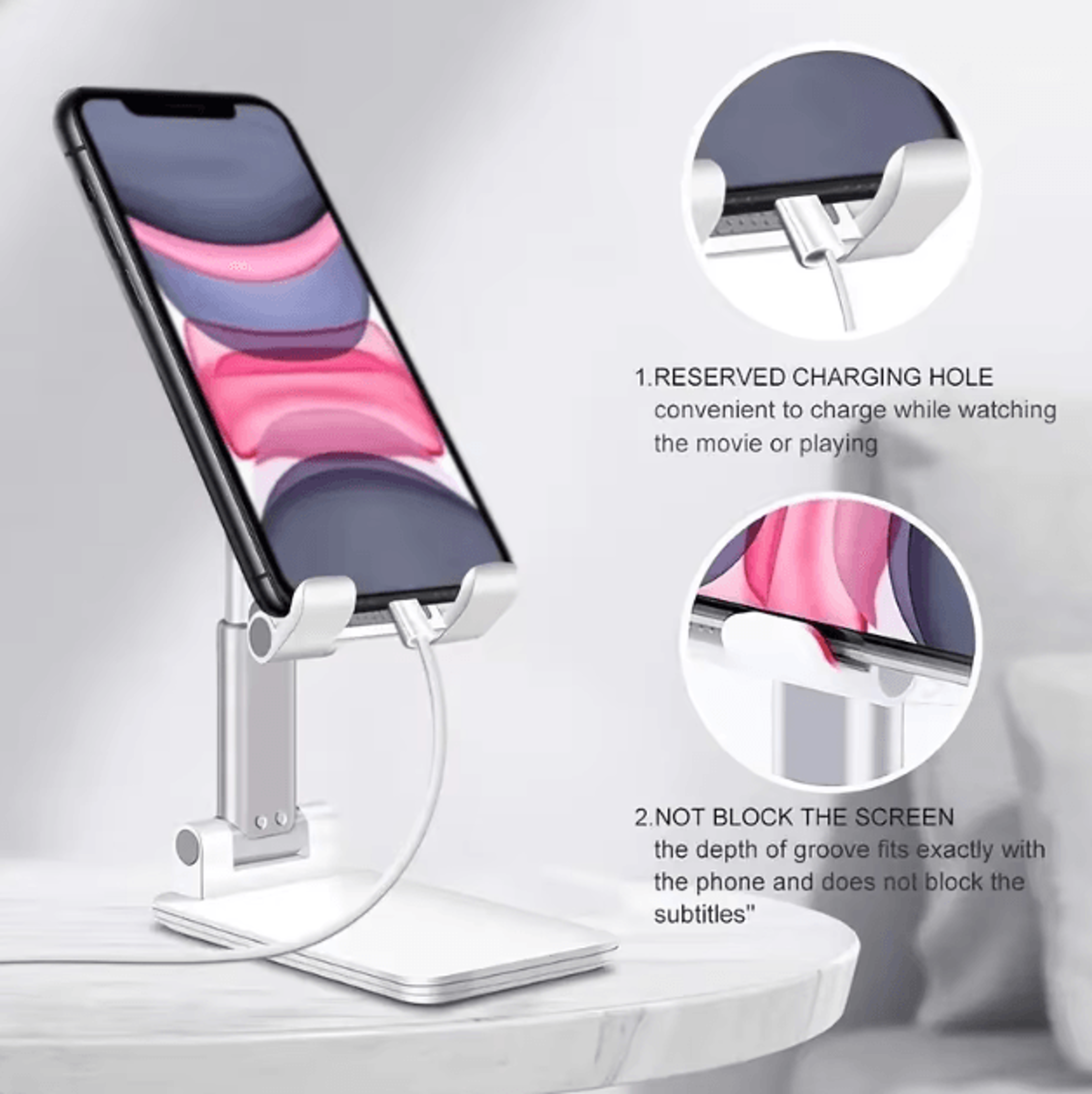 Adjustable Desktop Phone  Tablet Holder  Foldable Universal Stand For IPhone IPad  Android Devices 2