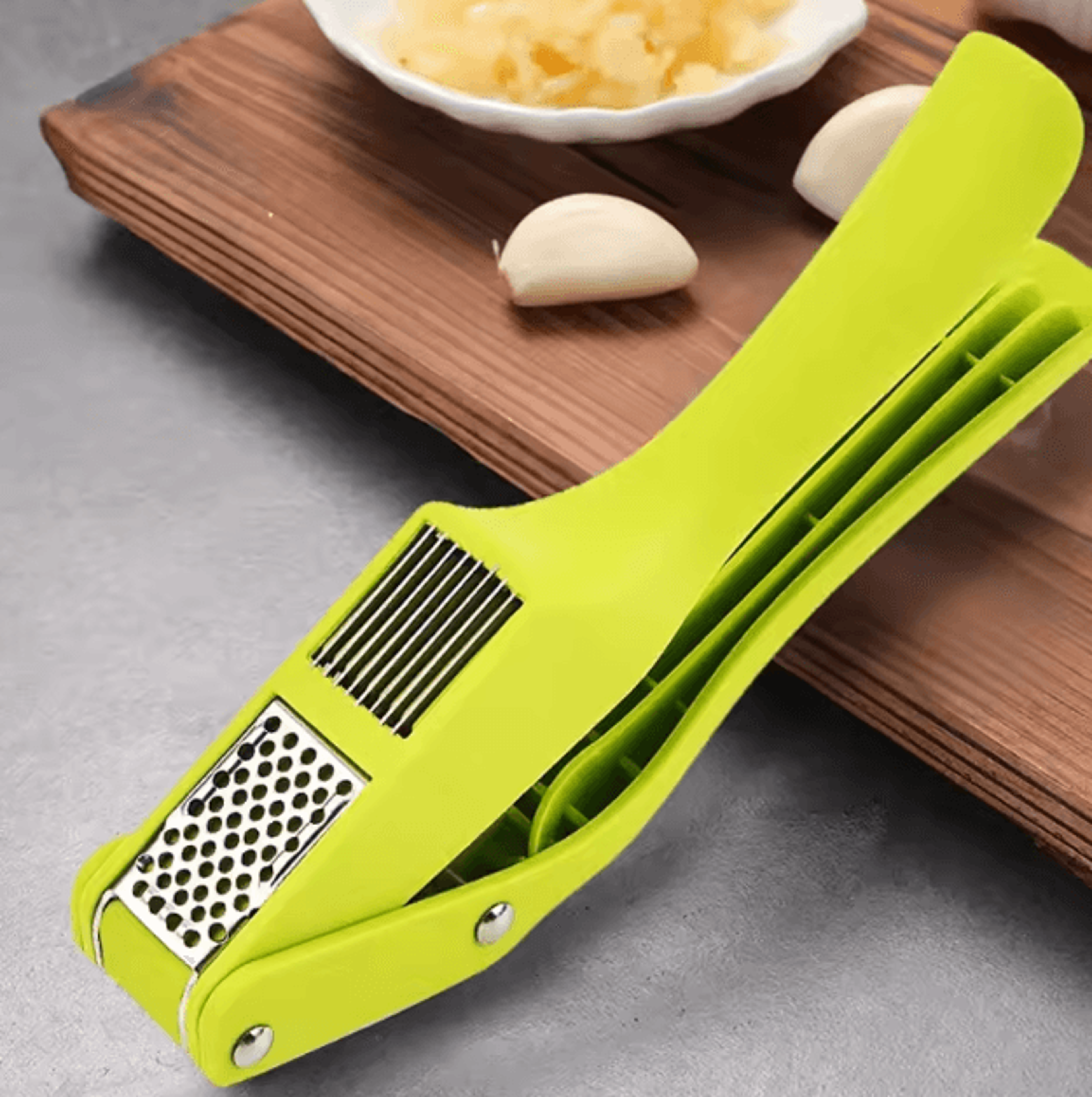 2in1 Manual Garlic Press  Slicer  PullType Multifunction Kitchen Mincer Tool 0