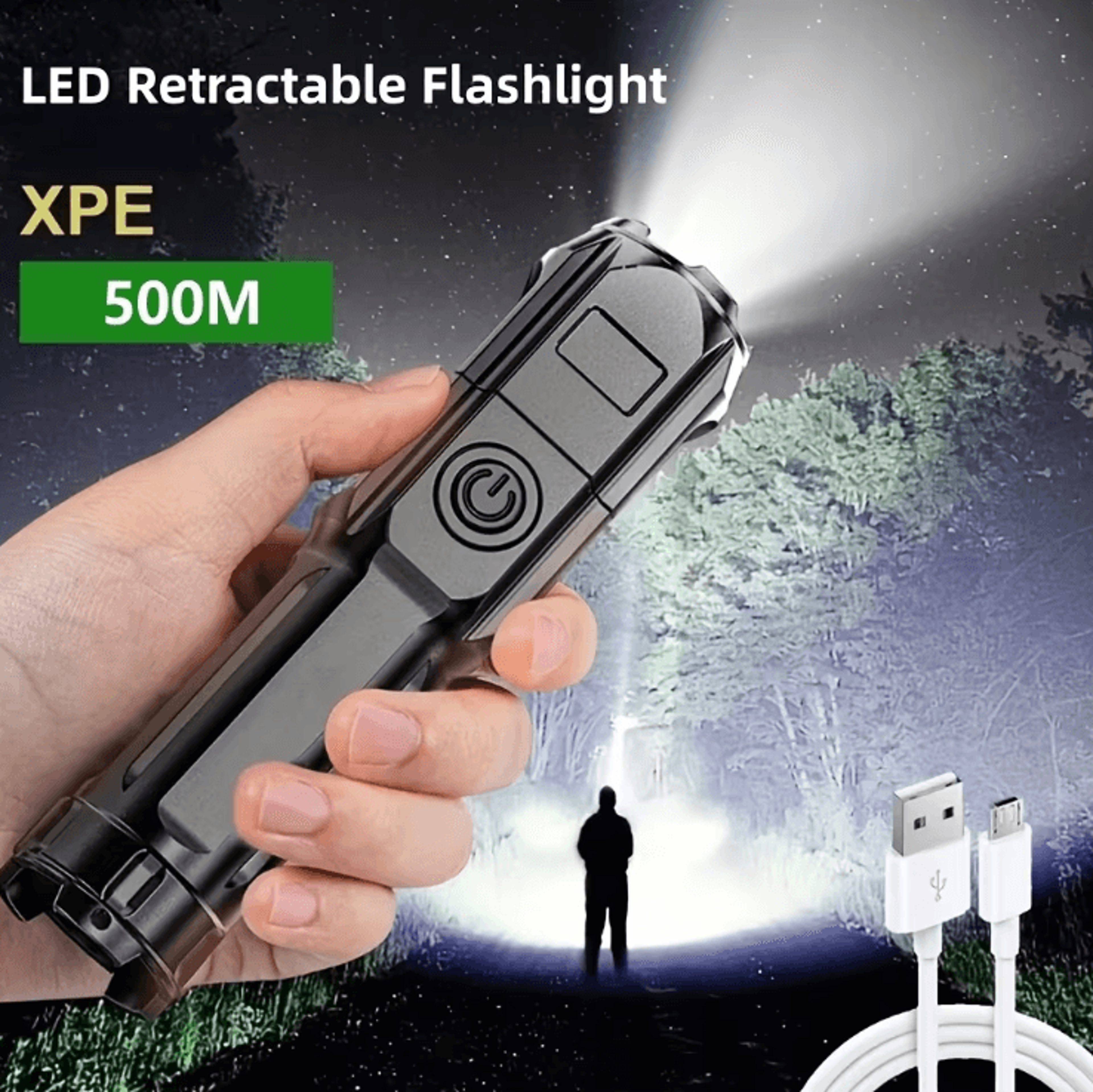 USB Rechargeable Tactical LED Flashlight  High Power Waterproof Zoom Torch For Outdoor  Emergency U 3